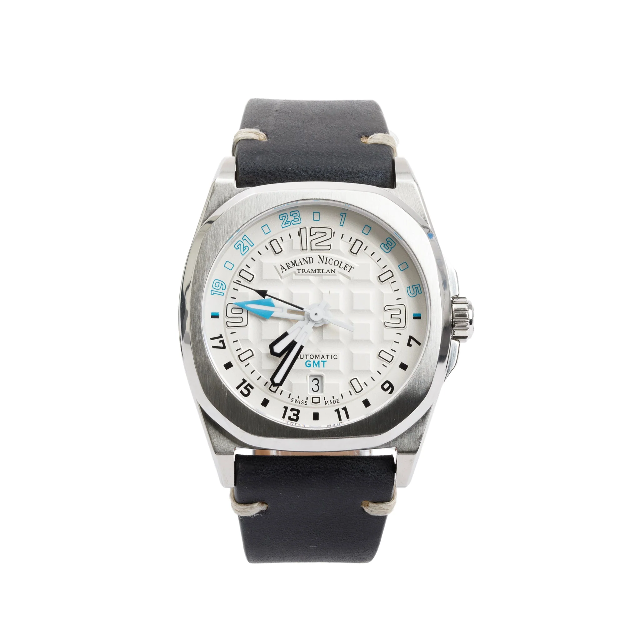 Armand Nicolet Stainless Steel JH9 41MM Automatic GMT Watch w/ Box & Papers