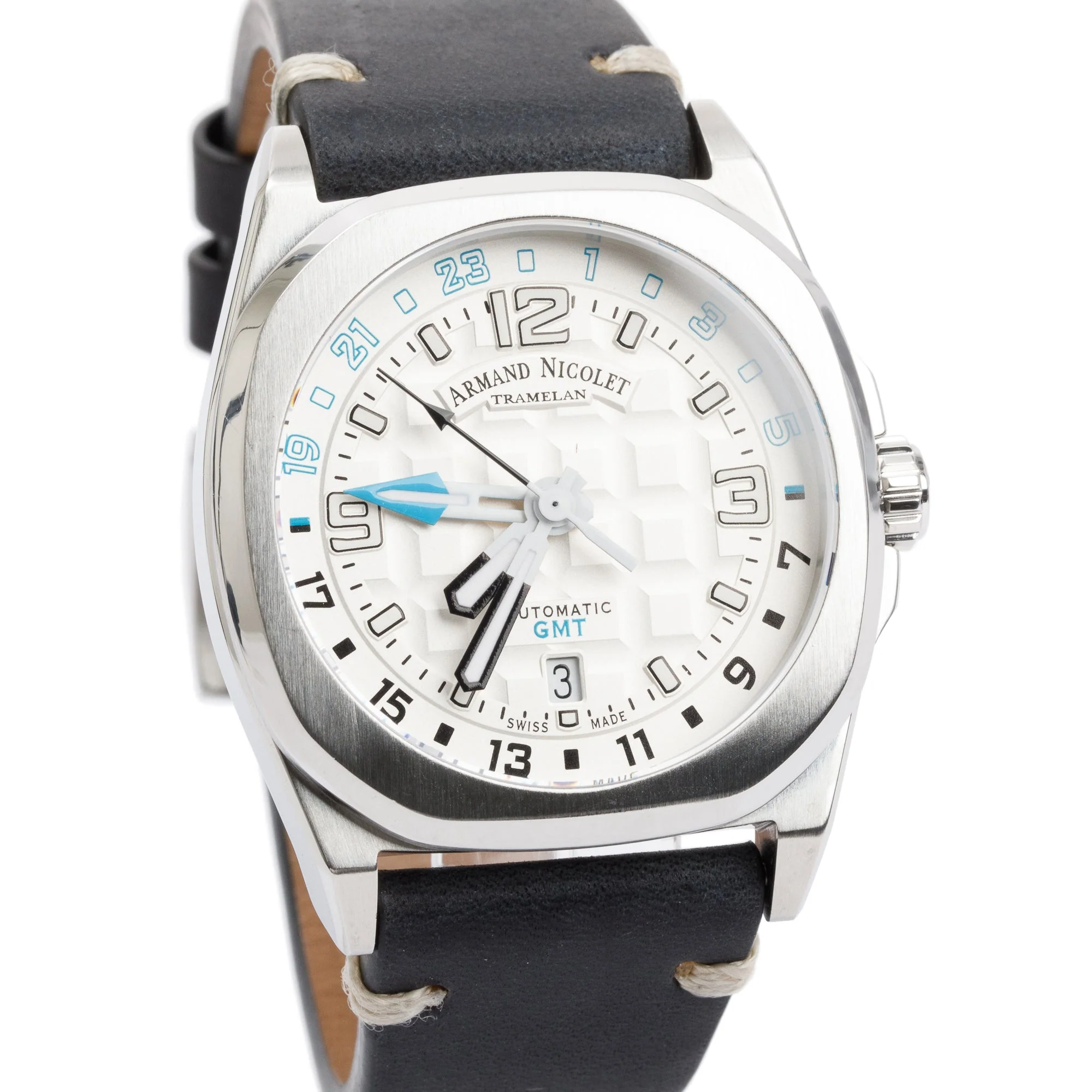 Armand Nicolet Stainless Steel JH9 41MM Automatic GMT Watch w/ Box & Papers - Image 3