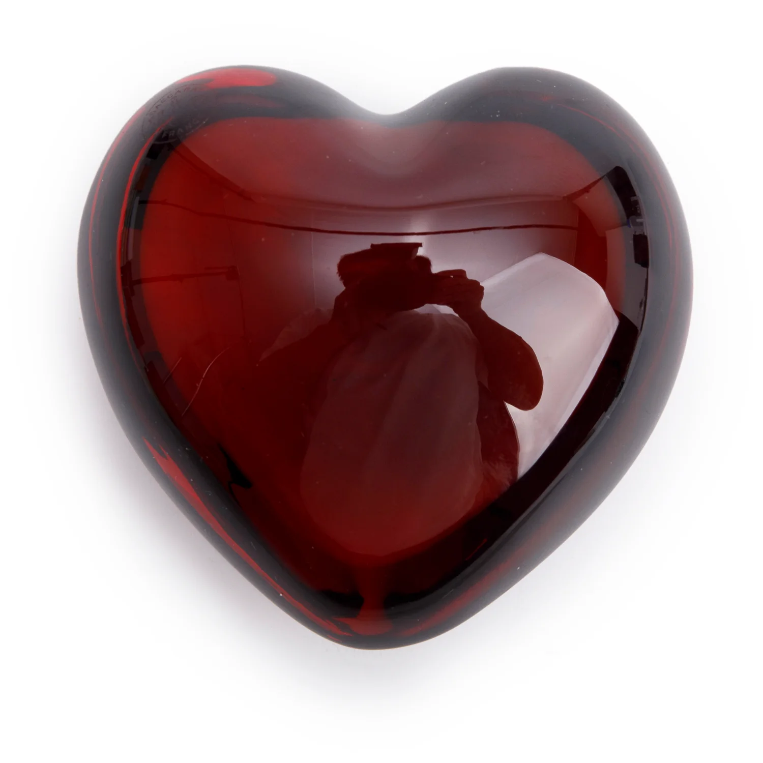 Baccarat Red Crystal Puffy Heart Paperweight w/ Box