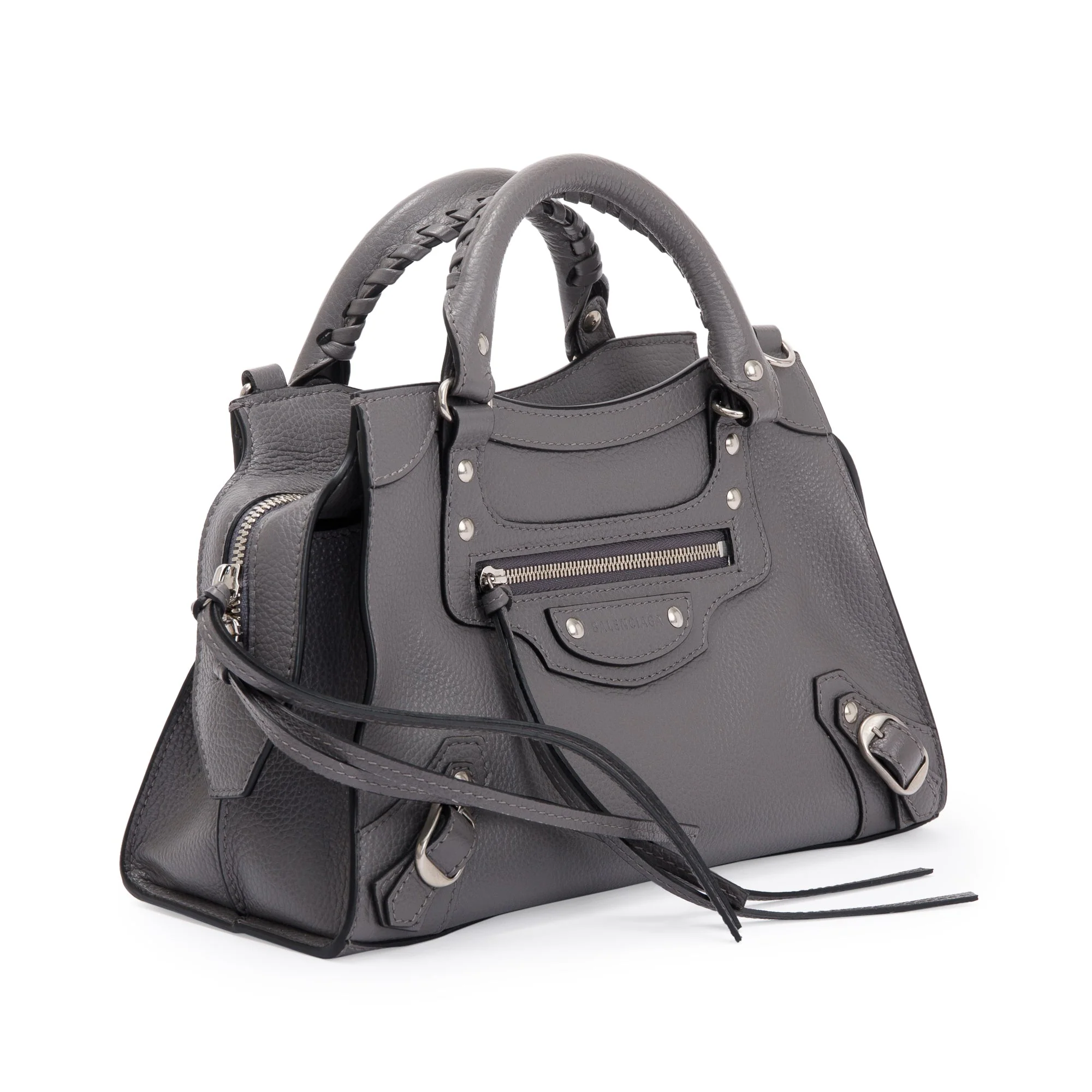 Balenciaga 2022 Grey Calfskin Leather Neo Classic XS City Bag w/ Strap & Receipt - Image 4