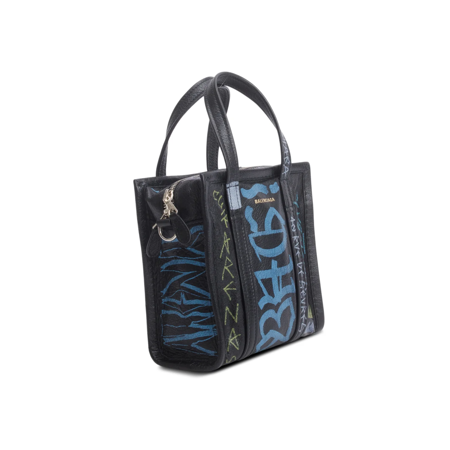 Balenciaga Agneau Leather Graffiti All Over XS Shopper Tote w/ Strap - Image 6