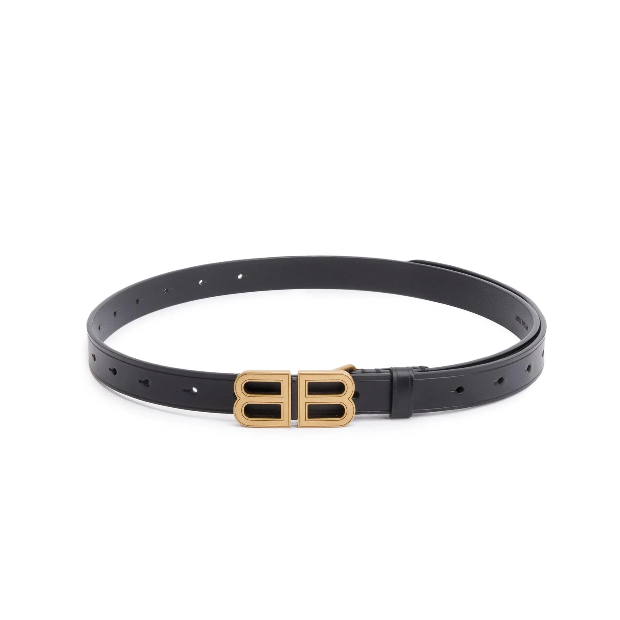 Balenciaga BB Hourglass Thin Black Leather Belt 85 w/ Box