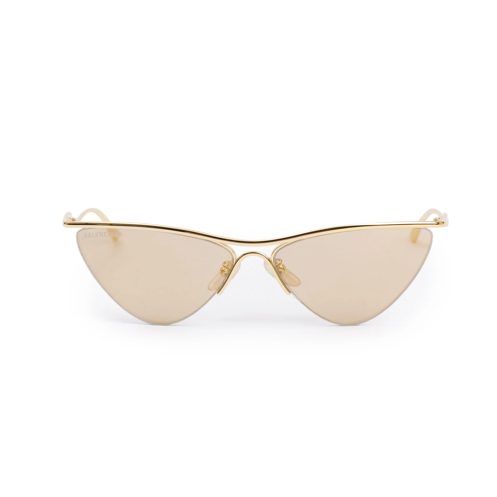Balenciaga BB0093S Gold-Tone Metal Frame Cat-Eye Sunglasses w/ Case