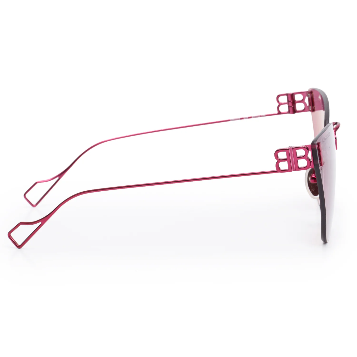 Balenciaga BB0111S Purple Light Rimless Cat-Eye Sunglasses w/ Case - Image 3