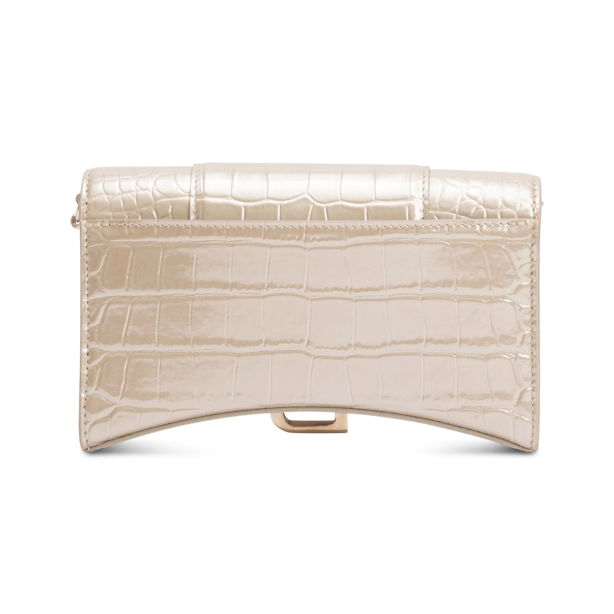 Balenciaga Beige Croc Embossed Hourglass Wallet on Chain - Image 5