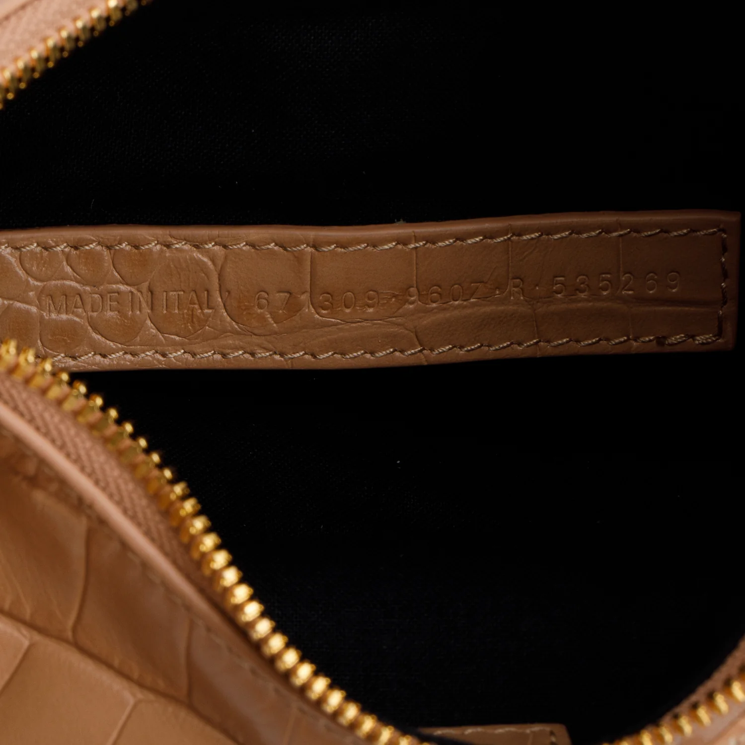Balenciaga Beige Extra Supple Calfskin Crocodile Embossed Le Cagole XS Shoulder Bag - Image 9