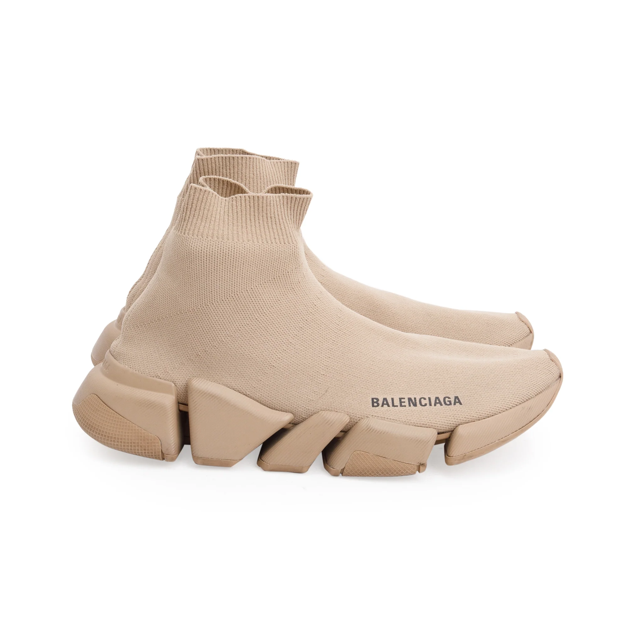 Balenciaga Beige Knit Speed LT Trainer Sock Sneaker, Size 8 - Image 2