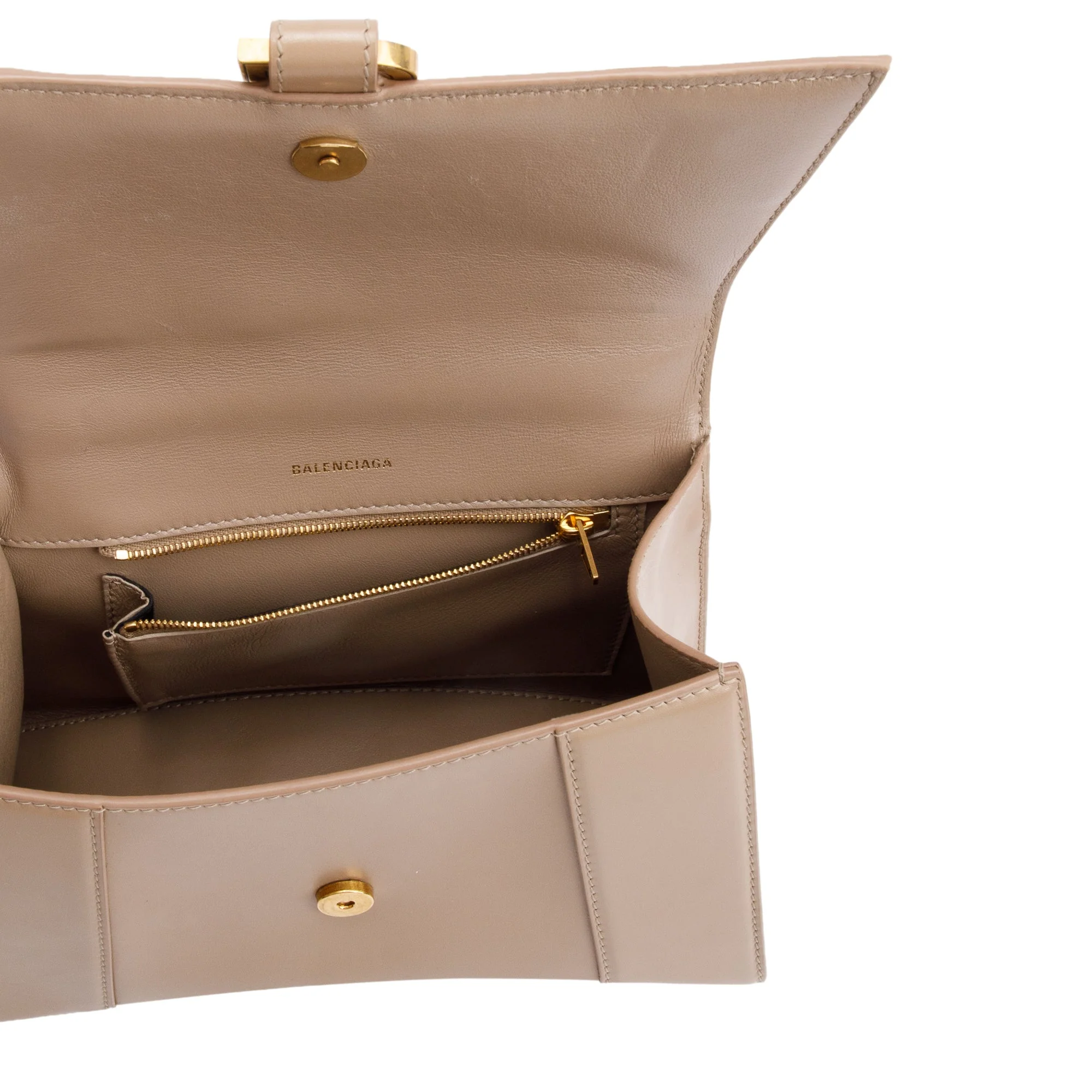 Balenciaga Beige Leather Small Hourglass Top Handle Bag w/ Strap - Image 12