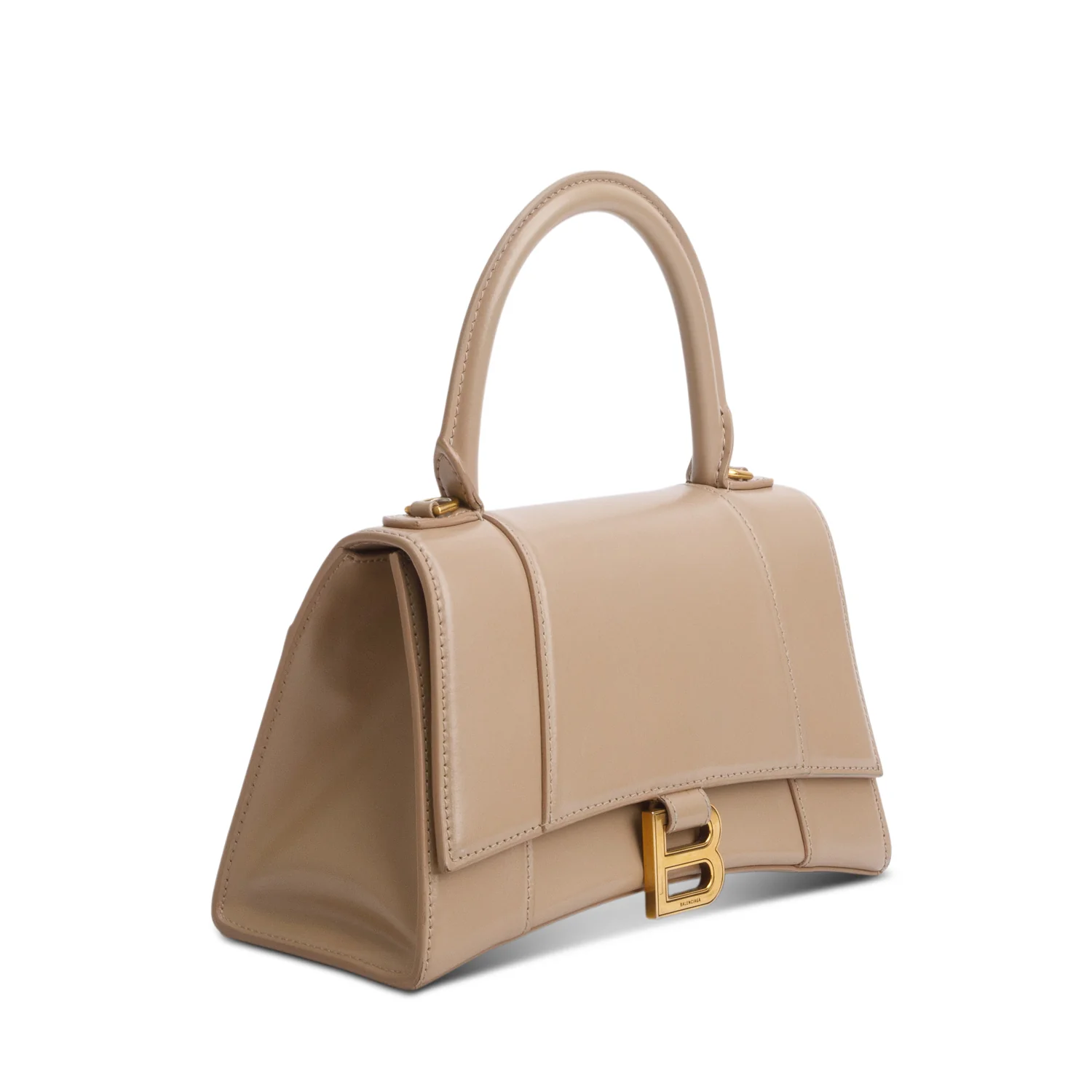 Balenciaga Beige Shiny Calfskin Small Hourglass Top Handle Bag w/ Strap - Image 4