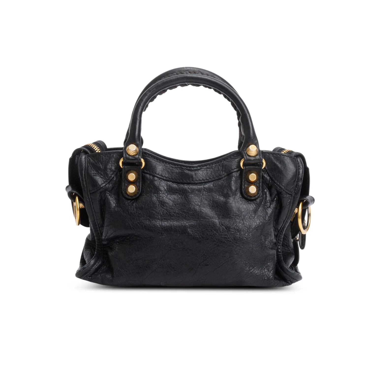 Balenciaga Black Agneau Leather Classic Mini City Bag w/ Strap - Image 5