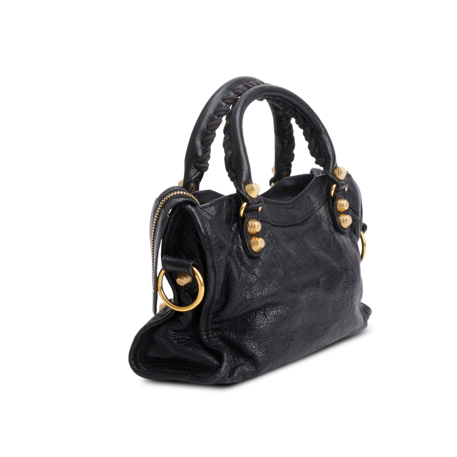 Balenciaga Black Agneau Leather Classic Mini City Bag w/ Strap - Image 6