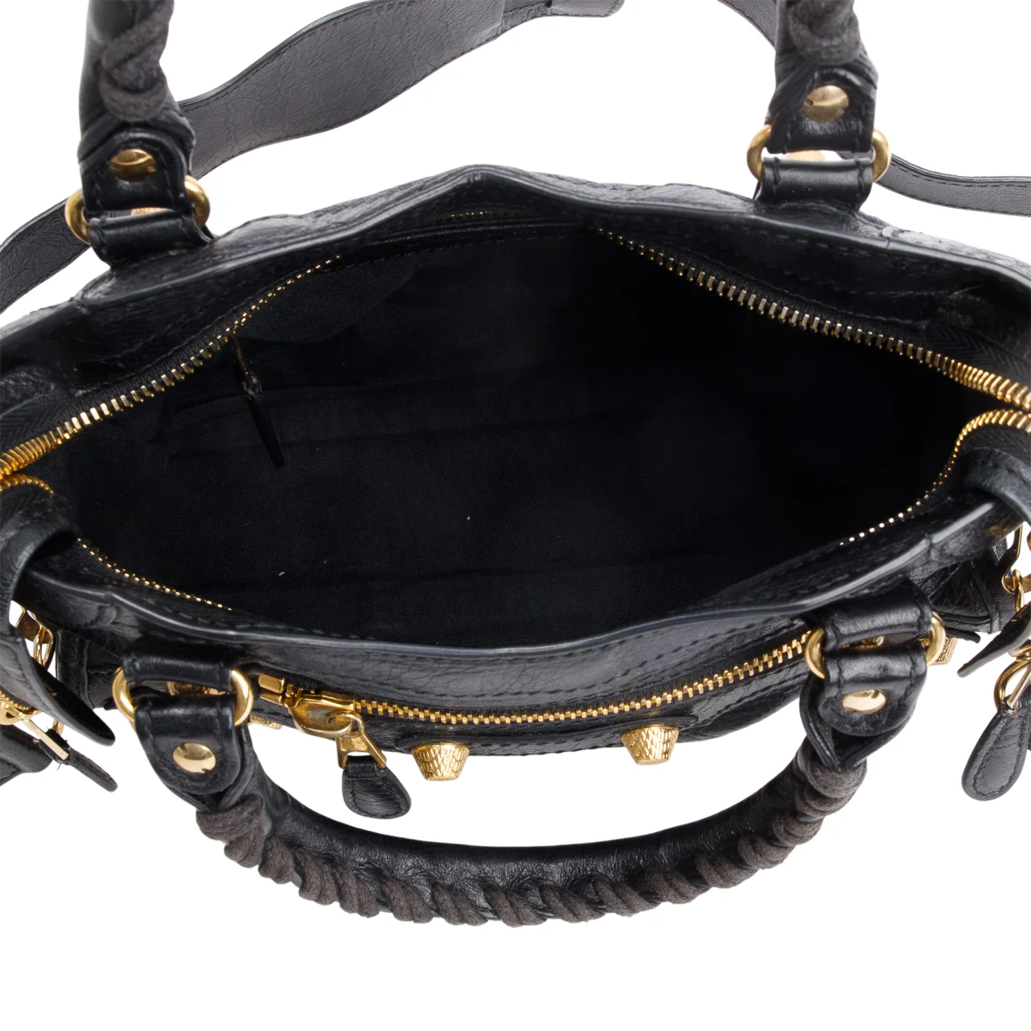 Balenciaga Black Agneau Leather Classic Mini City Bag w/ Strap - Image 8