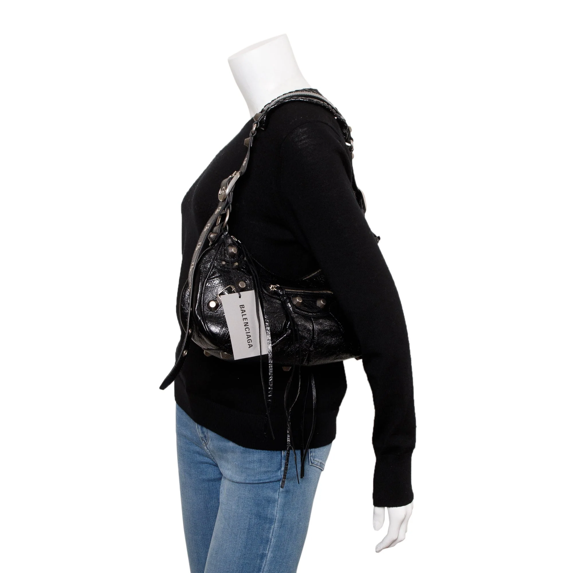Balenciaga Black Arena Leather Le Cagole Small Shoulder Bag - Image 2