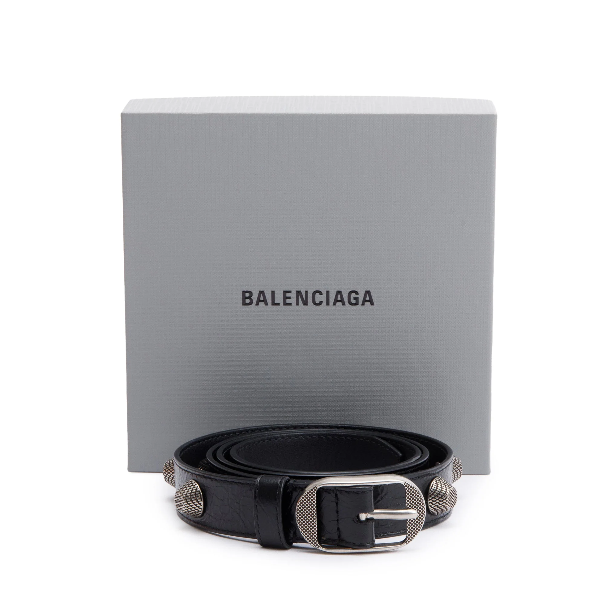 Balenciaga Black Arena Leather Le Cagole Stud Belt w/ Box - Image 2
