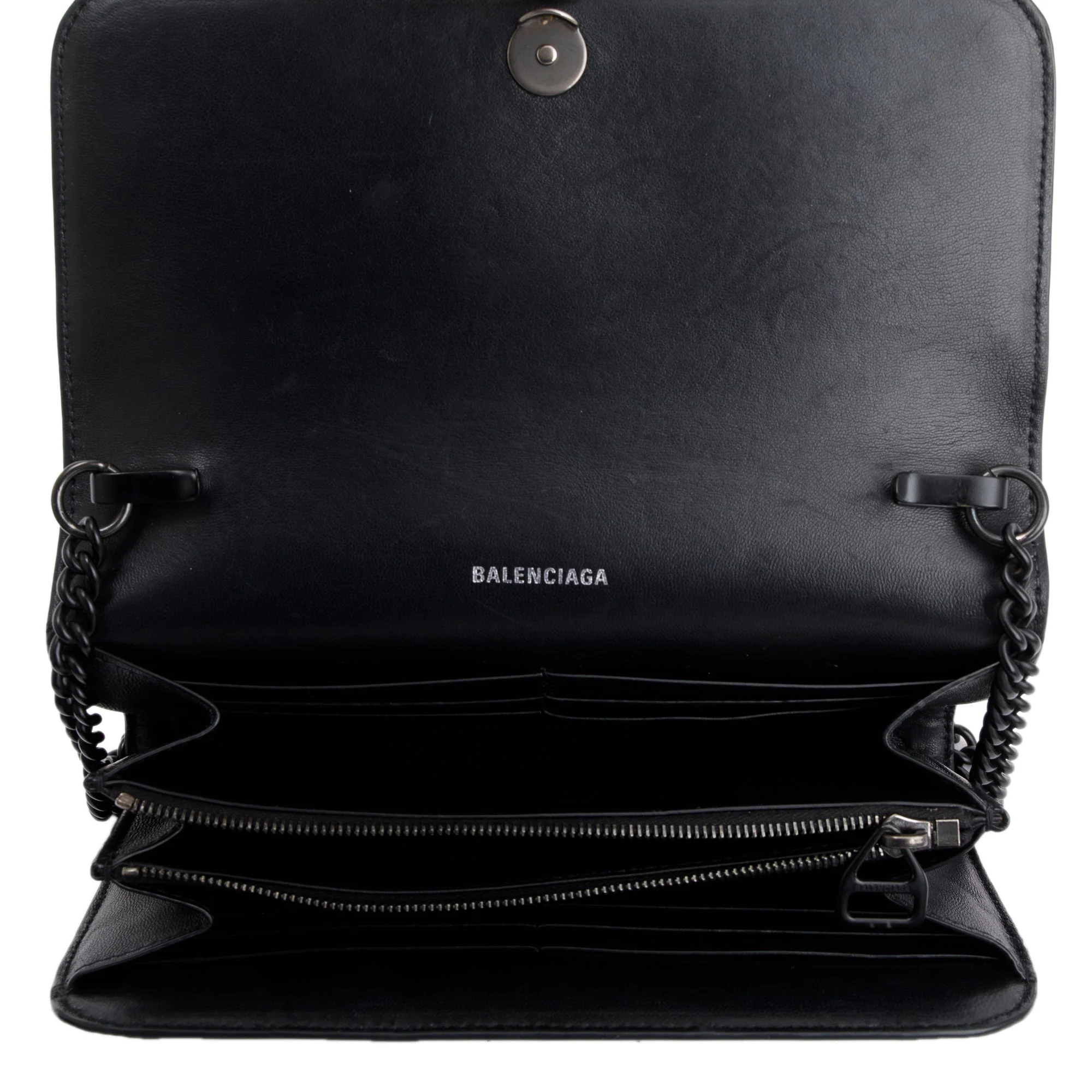 Balenciaga Black Calfskin Leather B. Wallet on Chain - Image 11