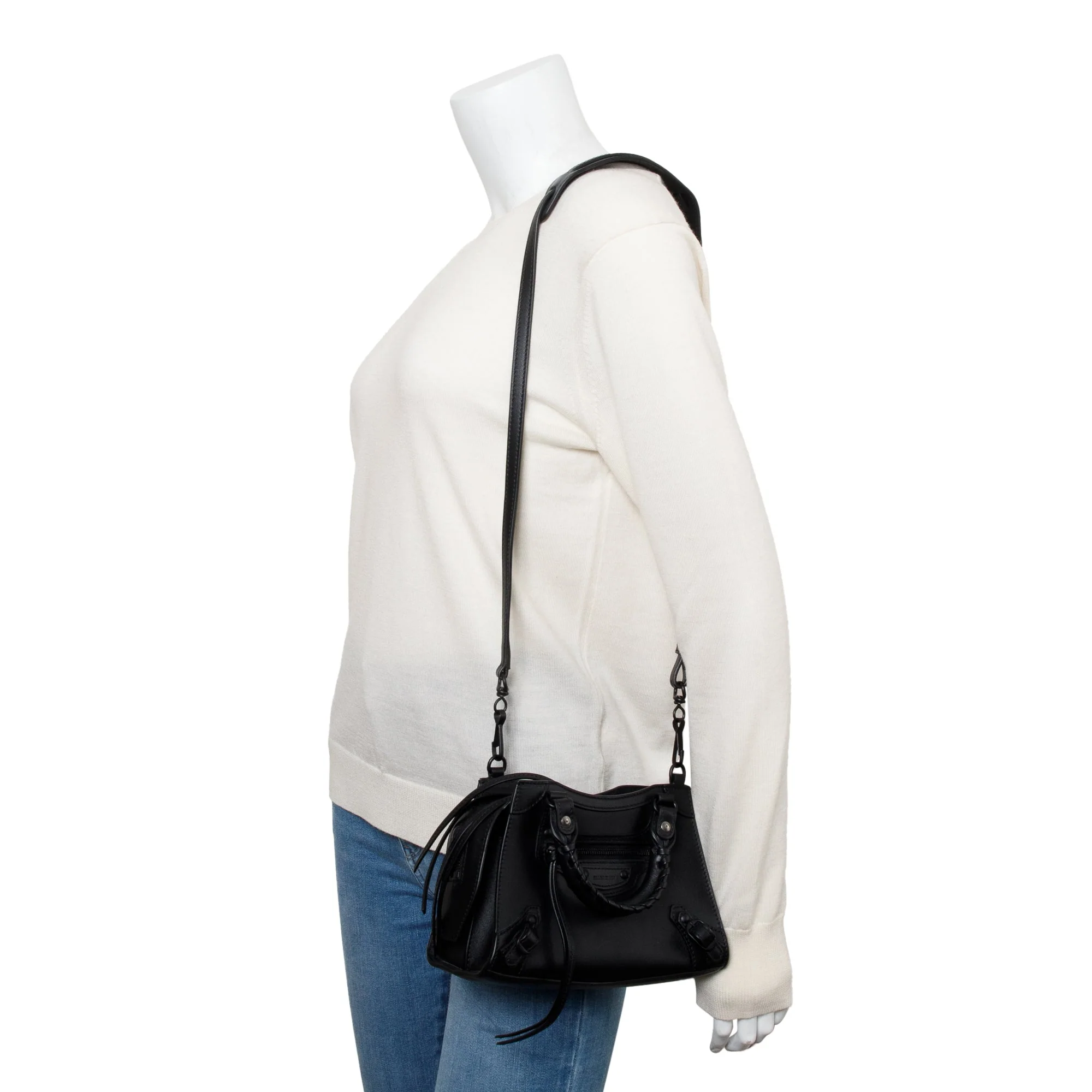Balenciaga Black Calfskin Leather MIni Neo Classic Top Handle Bag w/ Strap - Image 2