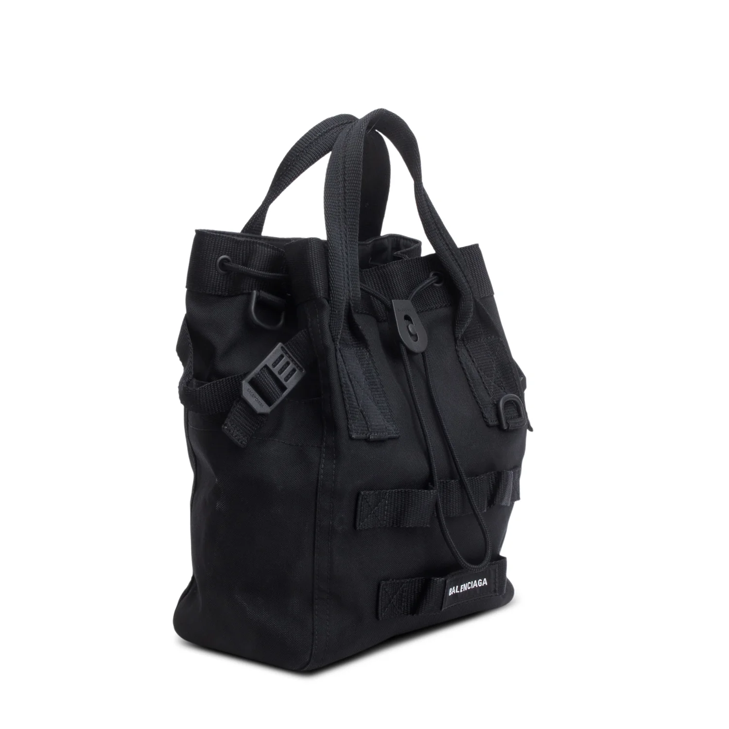 Balenciaga Black Canvas Logo Patch Tote Bag w/ Strap - Image 4