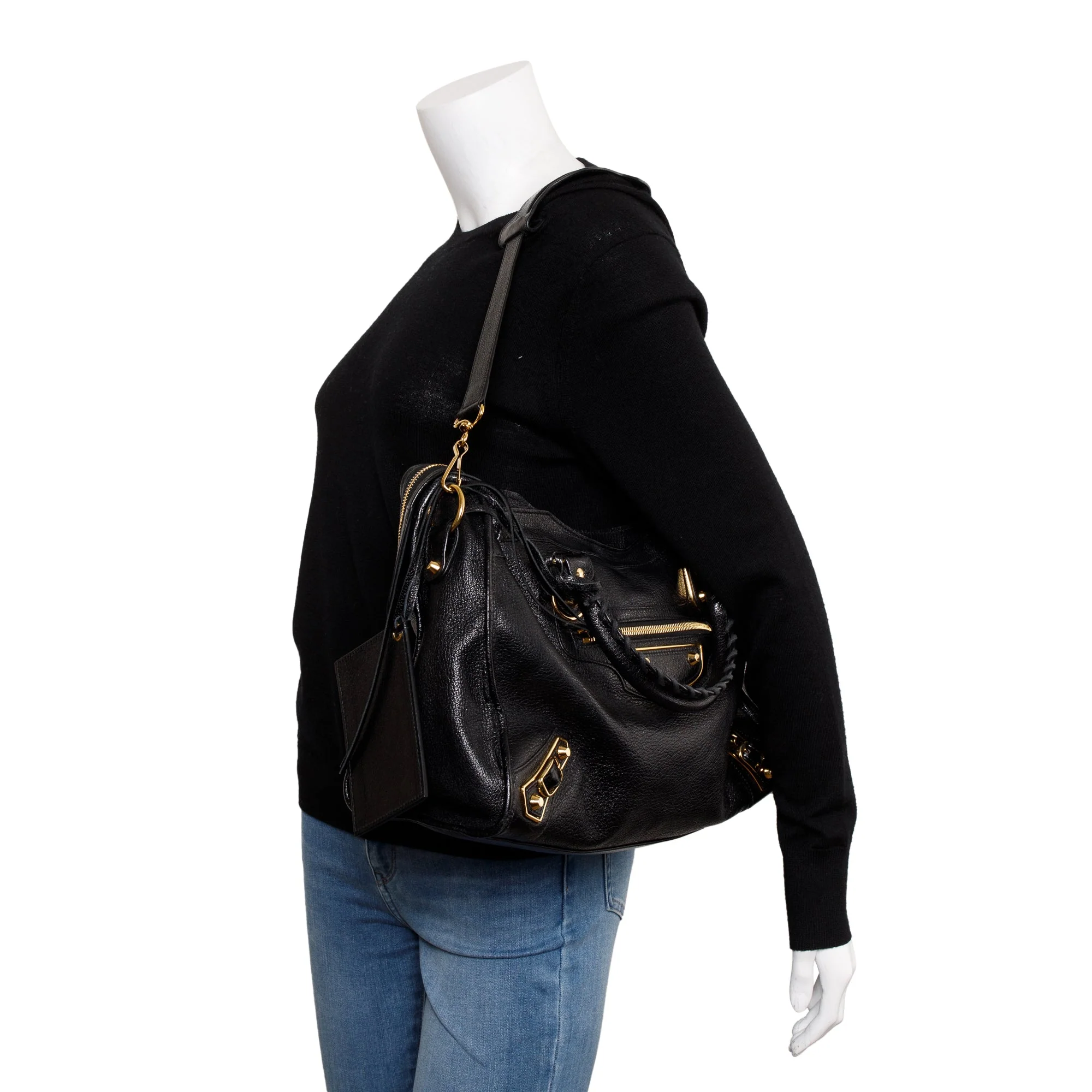 Balenciaga Black Chevre Leather Metallic Edge City Bag - Image 2