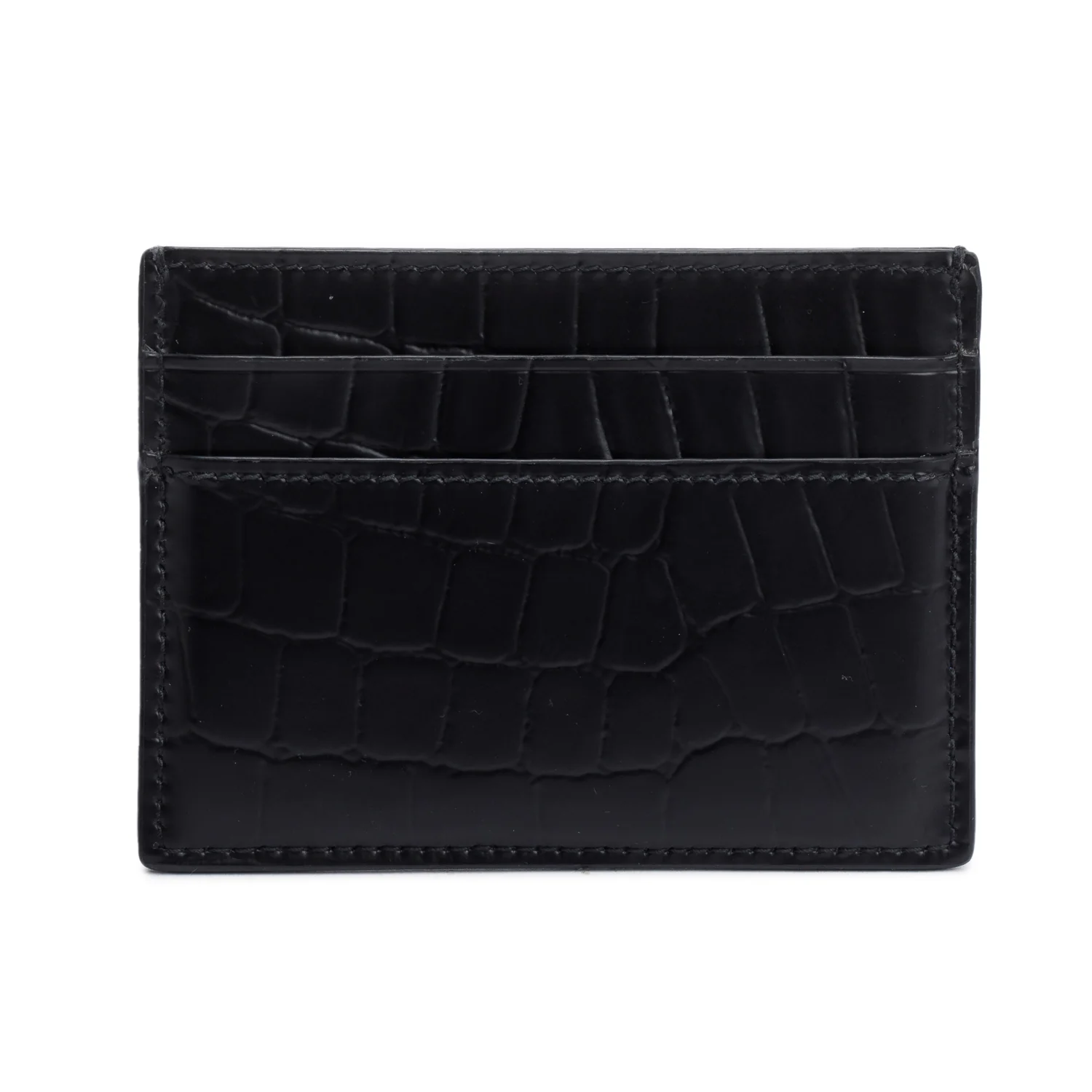 Balenciaga Black Croc Embossed Card Holder w/ Box - Image 3
