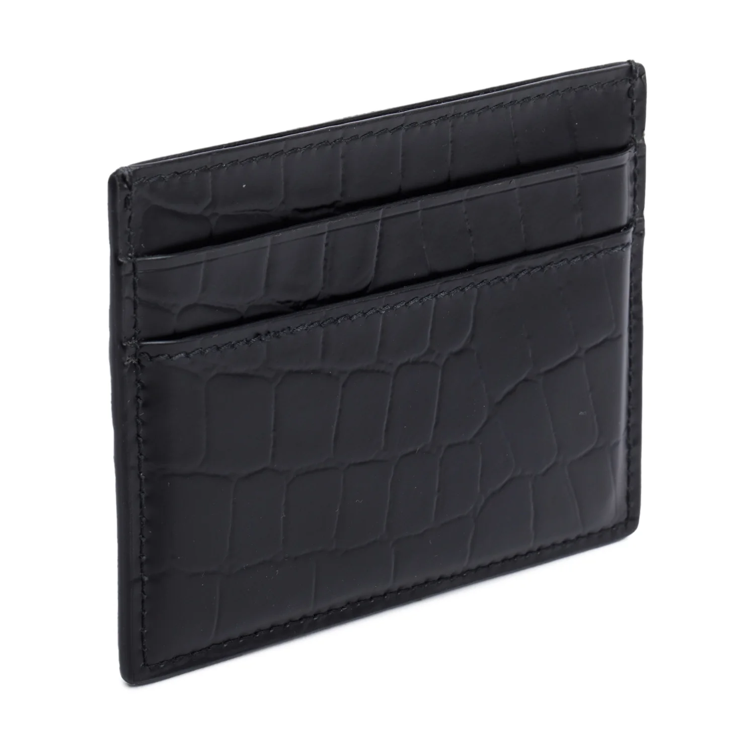 Balenciaga Black Croc Embossed Card Holder w/ Box - Image 4