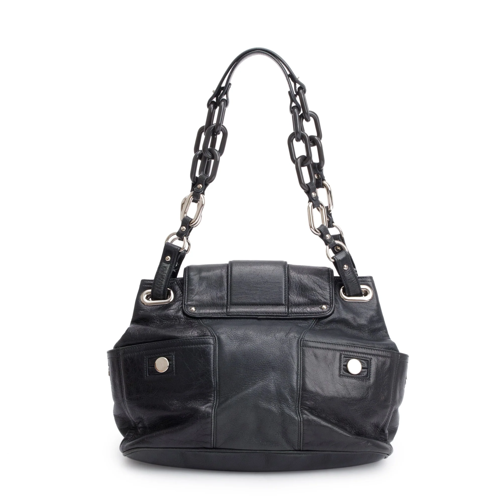 Balenciaga Black Goatskin Leather Stingray Cherche Chain-Link Shoulder Bag - Image 5