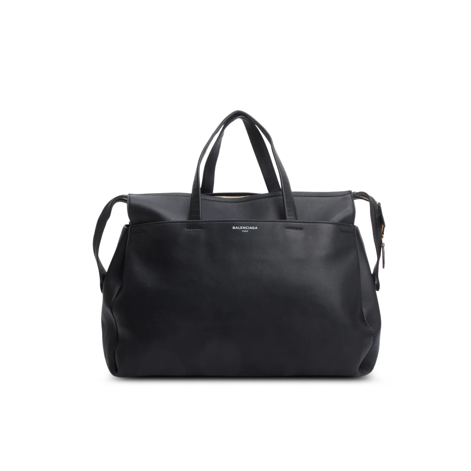 Balenciaga Black Lambskin Portfolio Sac Handle Bag w/ Strap - Image 3