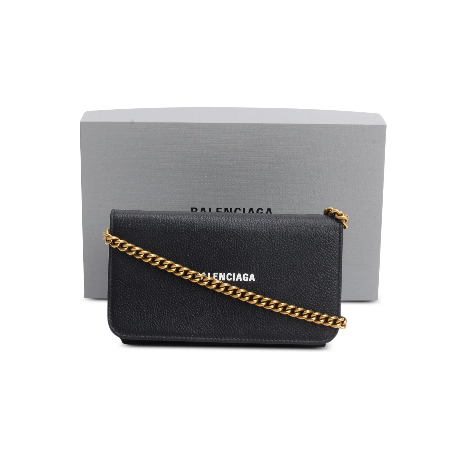 Balenciaga Black Leather Phone Holder Wallet on Chain w/ Box - Image 3