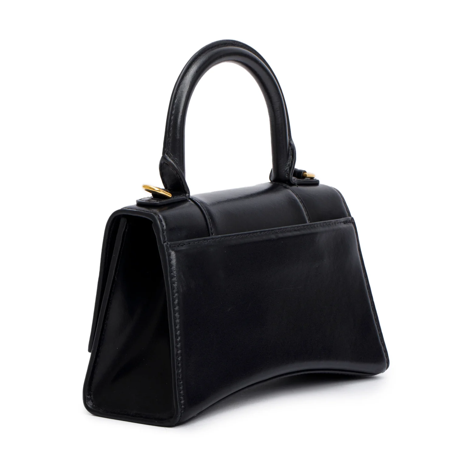 Balenciaga Black Leather XS Hourglass Top Handle Bag w/ Strap - Image 6