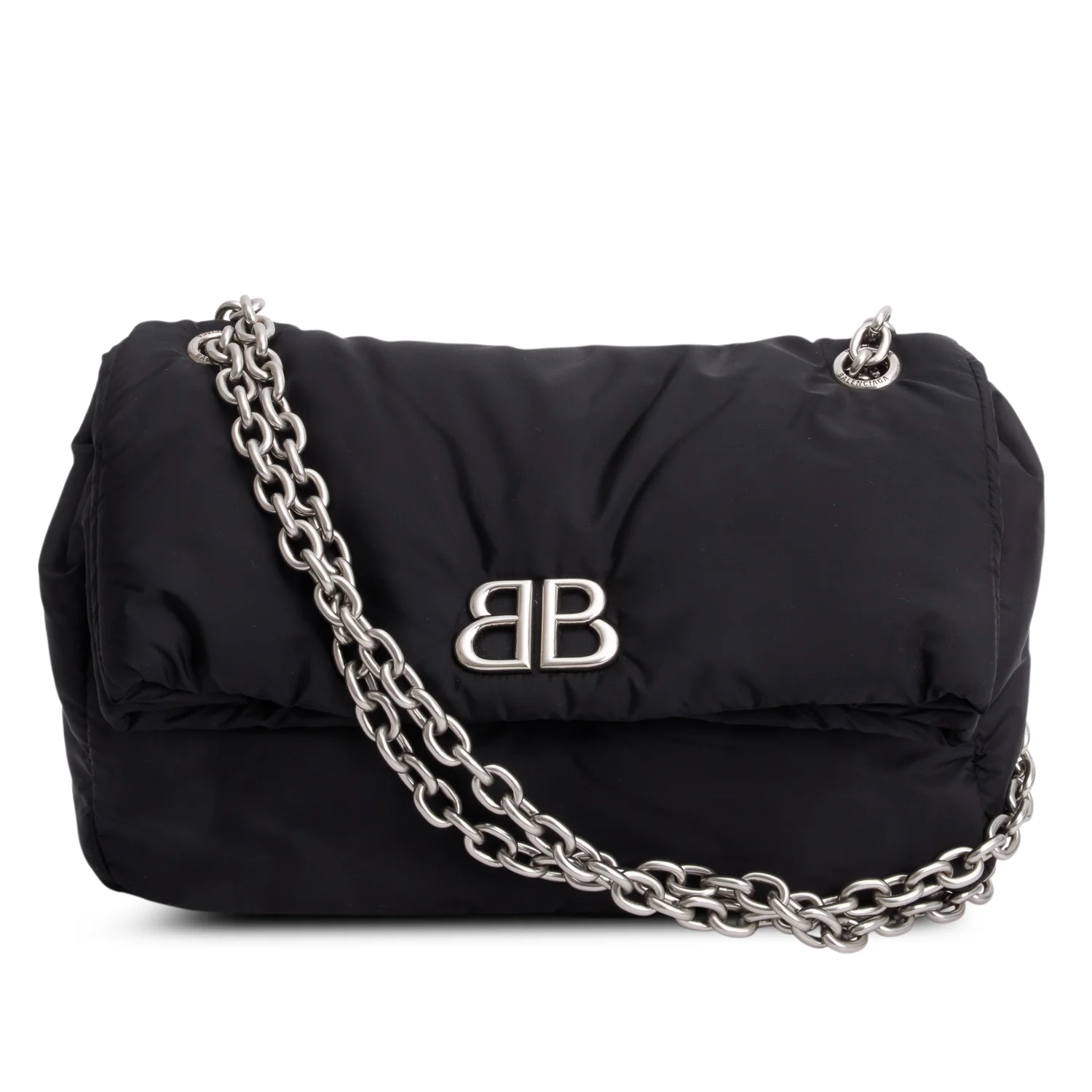 Balenciaga Black Nylon Mini Monaco BB Shoulder Bag