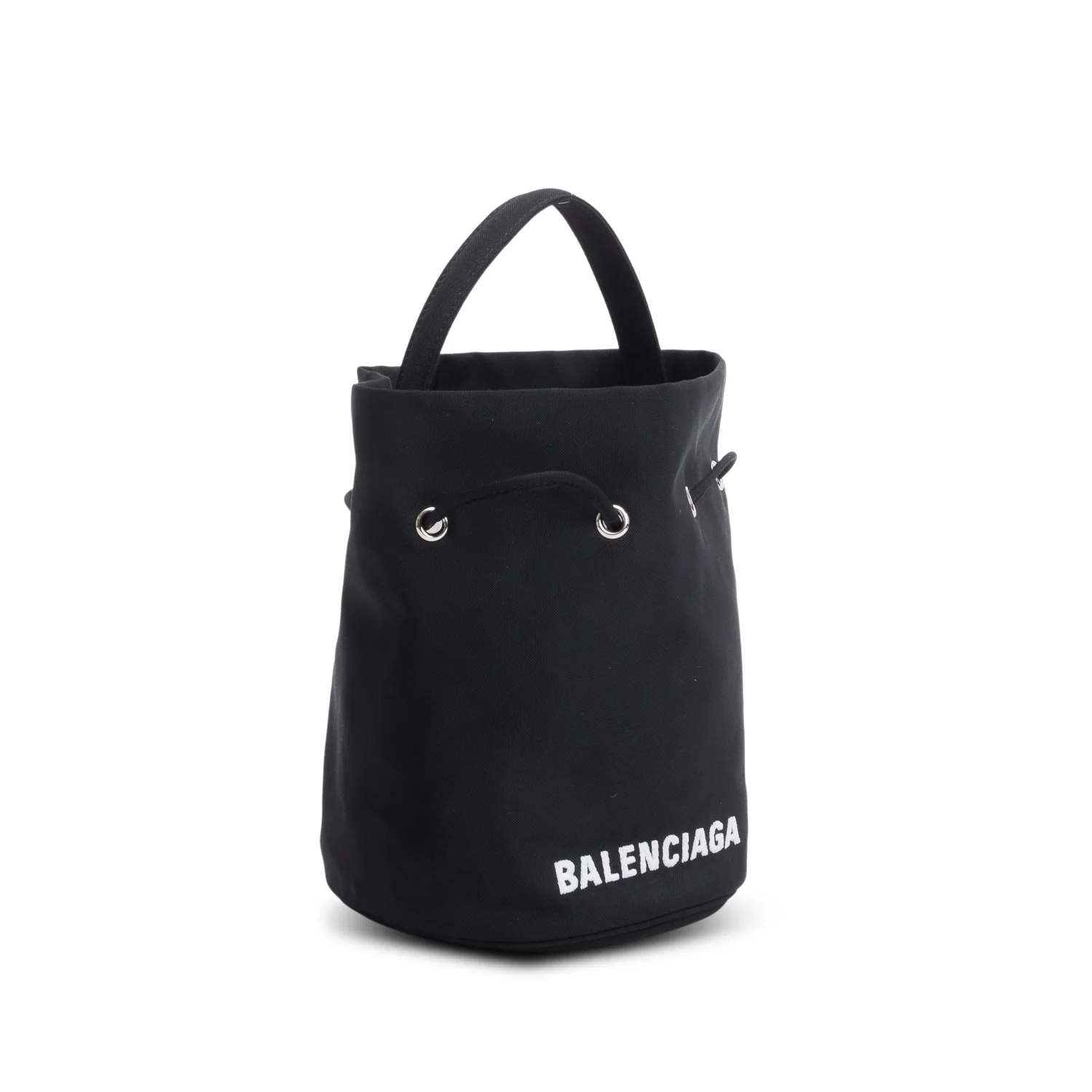 Balenciaga Black Nylon Wheel XS Drawstring Bucket Bag w/ Strap - Image 4