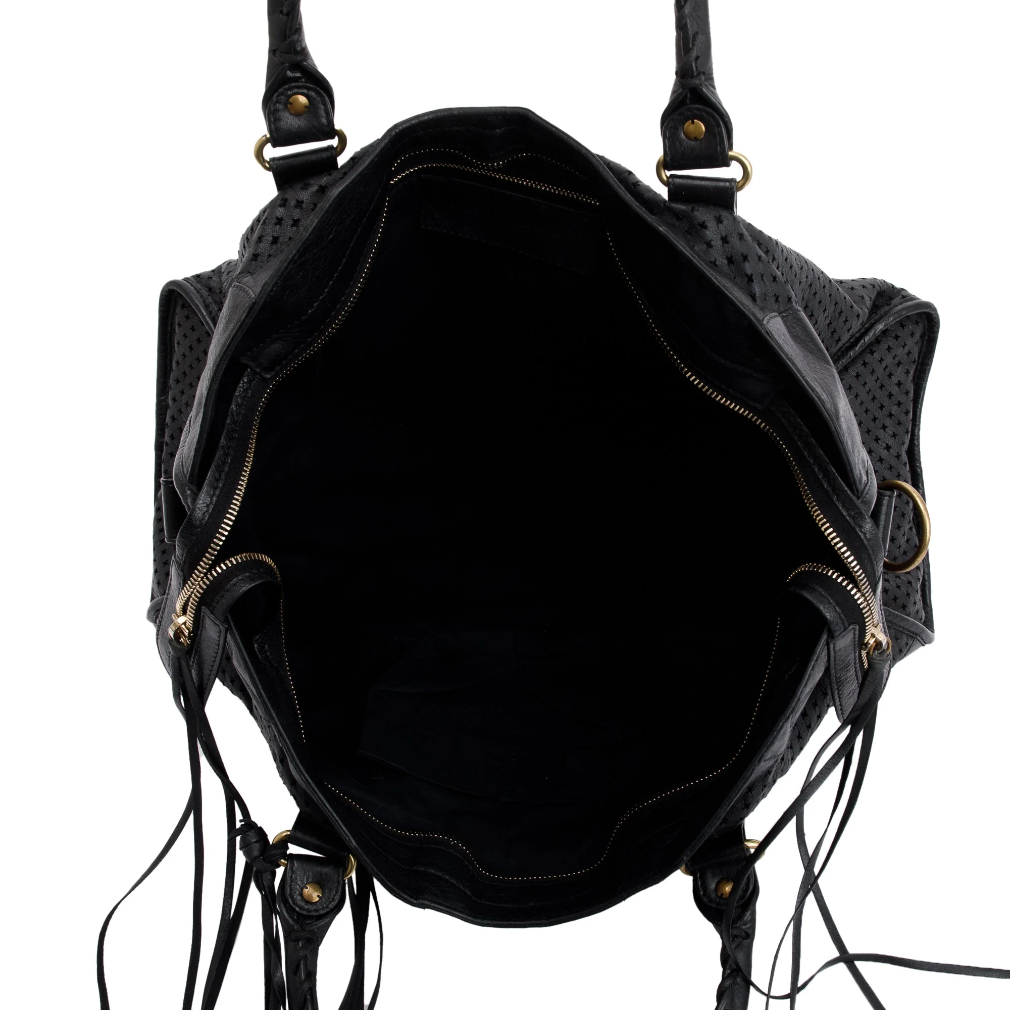 Balenciaga Black Perforated Arena Leather Motocross City Bag - Image 8