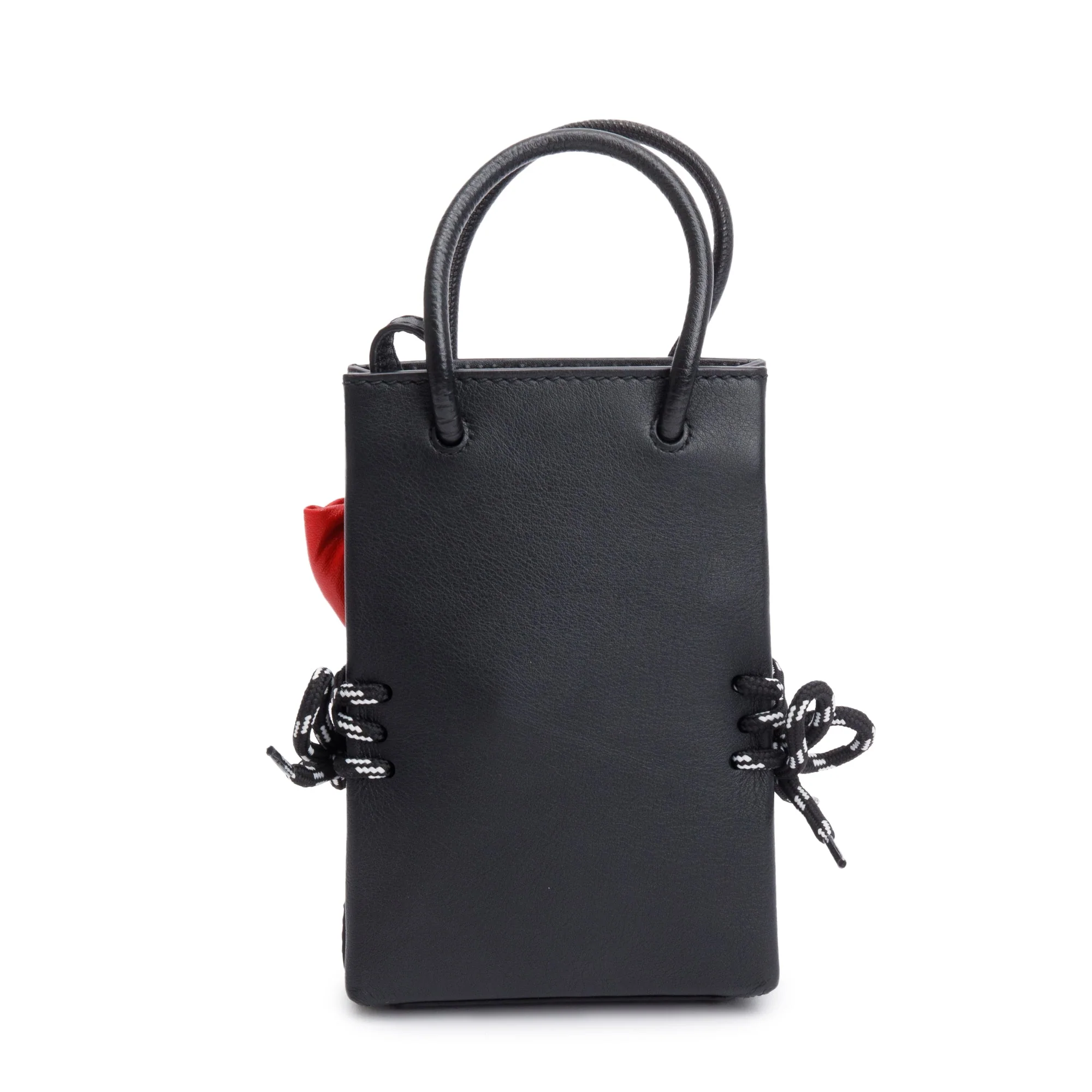 Balenciaga Black/Red Calfskin Leather Hello Kitty Phone Holder Crossbody Bag - Image 4