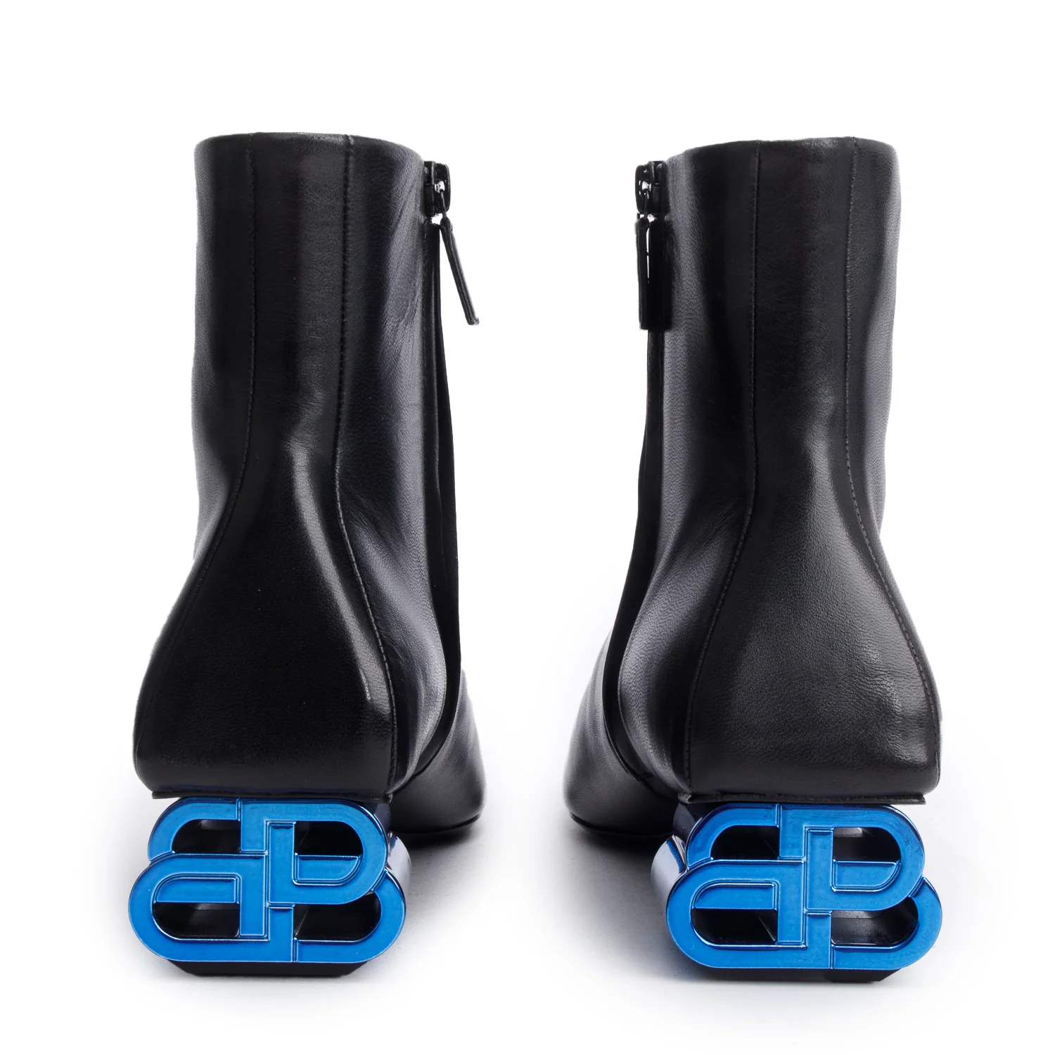 Balenciaga Black Shiny Sheepskin Typo Ankle Booties, Size 37 w/ Box - Image 5