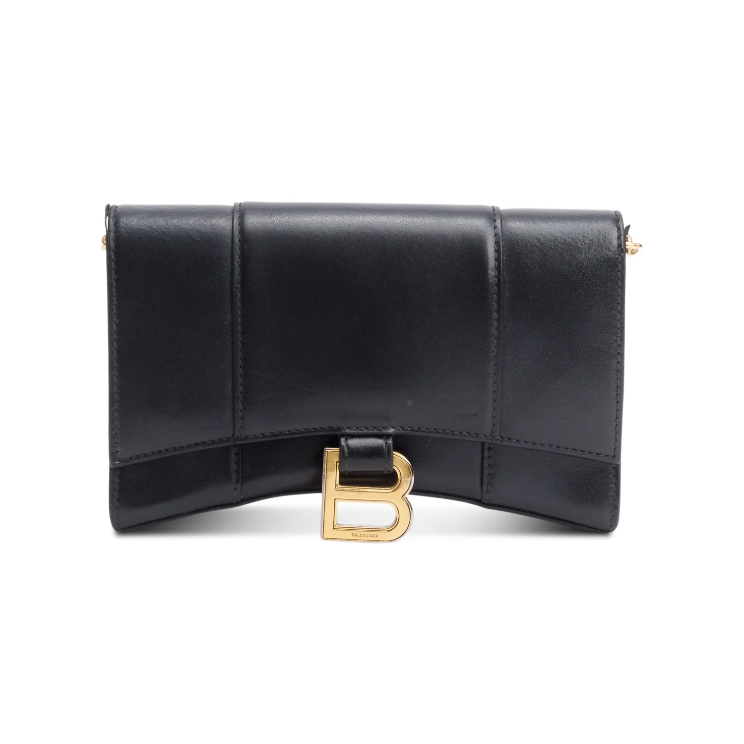 Balenciaga Black Smooth Leather Hourglass Wallet on Chain - Image 3