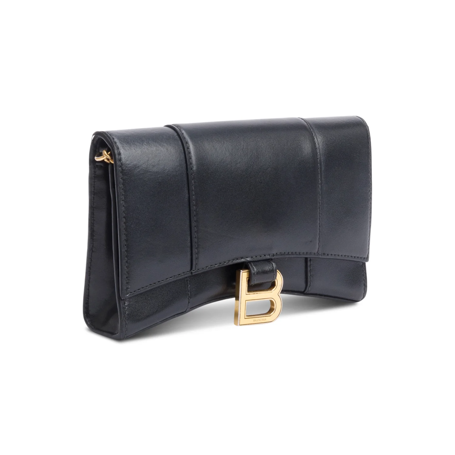 Balenciaga Black Smooth Leather Hourglass Wallet on Chain - Image 4