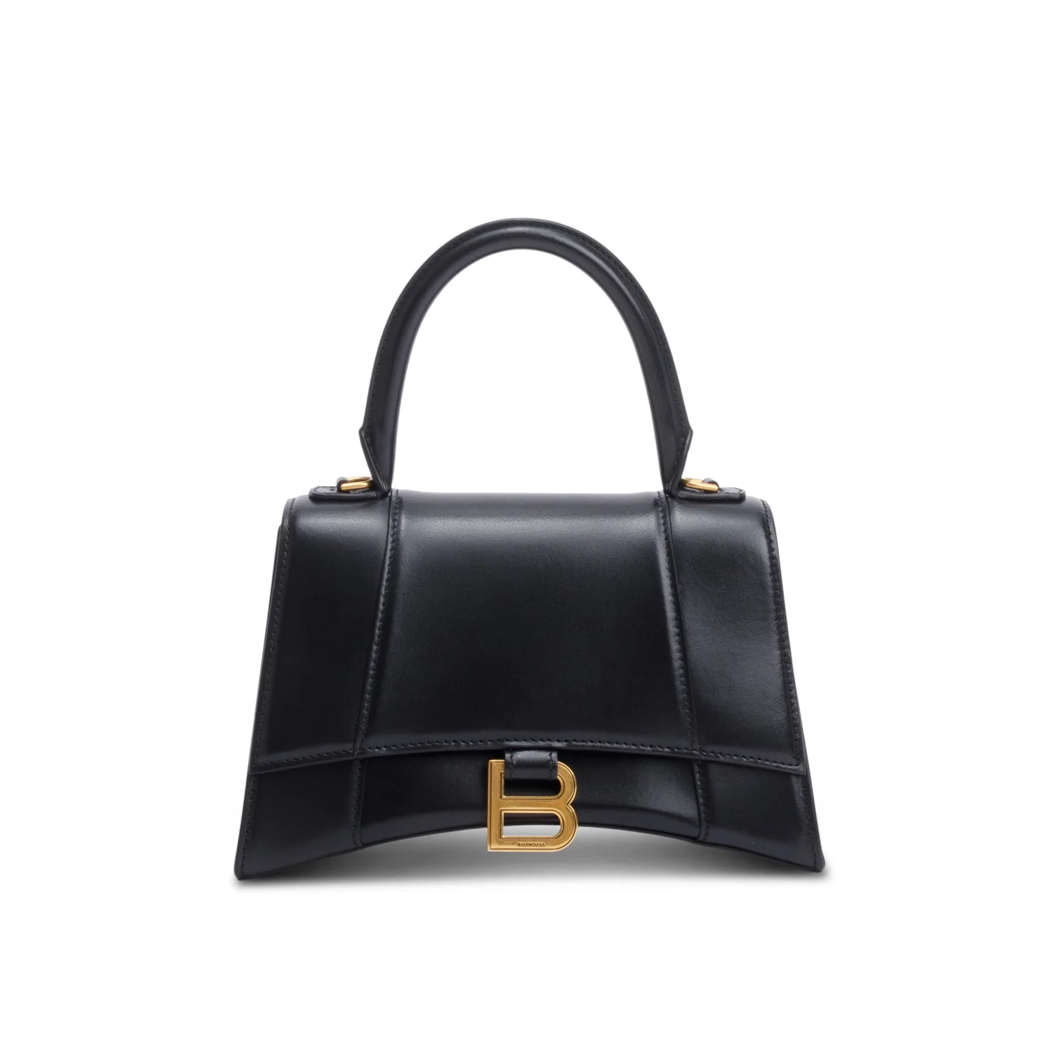 Balenciaga Black Smooth Leather Small Hourglass Top Handle Bag