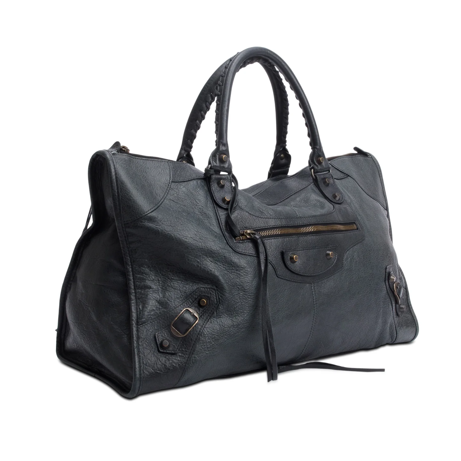 Balenciaga Dark Green Agneu Leather Motocross Classic Work Bag - Image 2