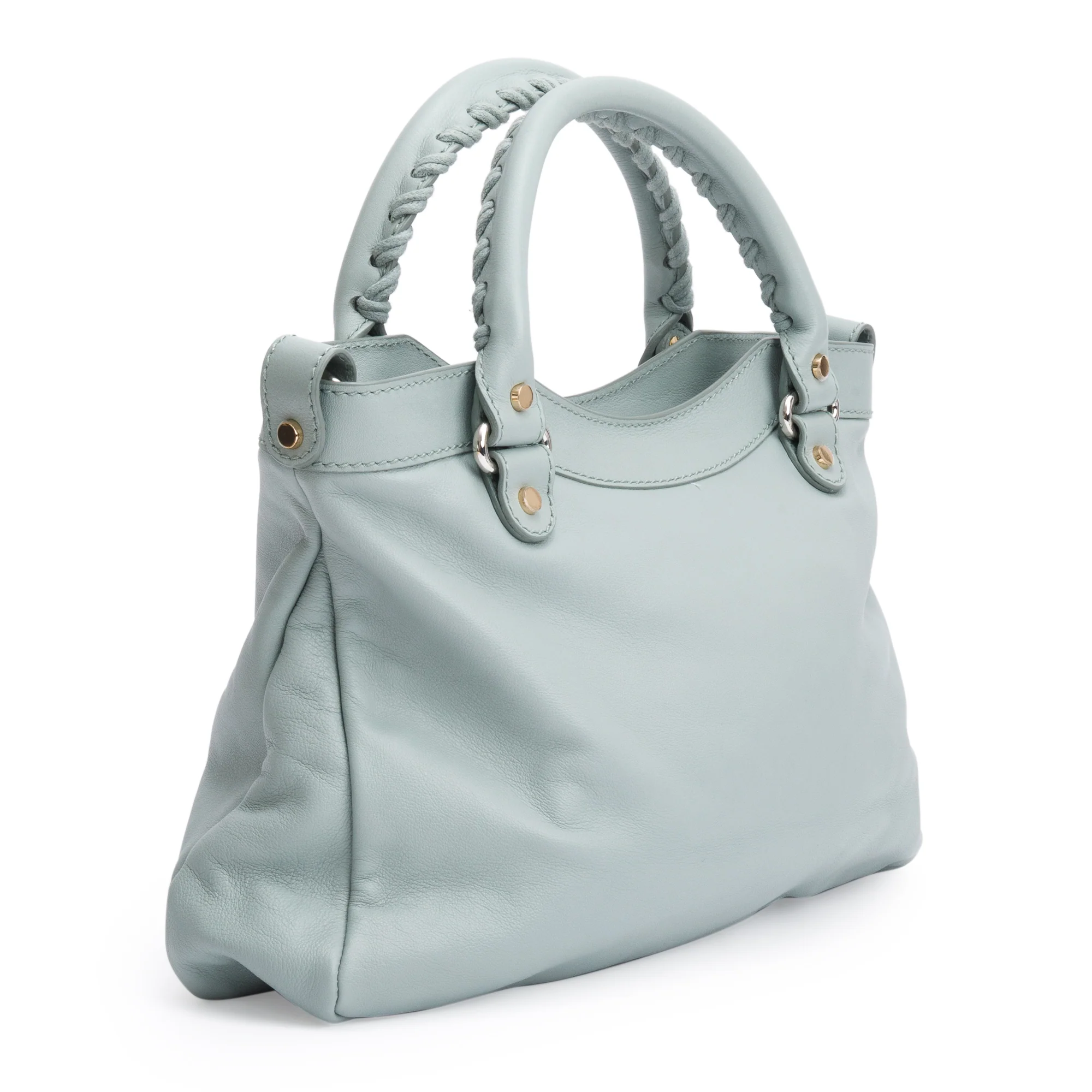 Balenciaga Green Town Metal Plate Flat Studs City Bag w/ Strap - Image 6