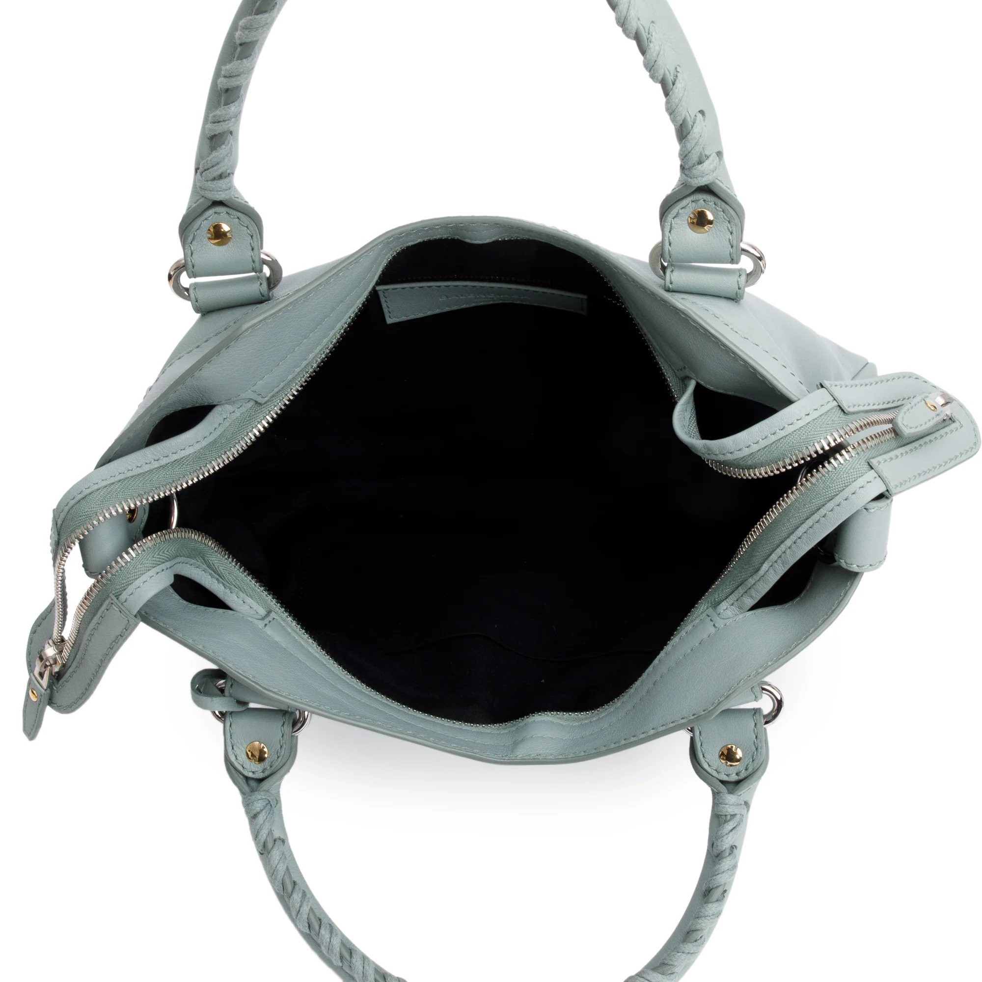 Balenciaga Green Town Metal Plate Flat Studs City Bag w/ Strap - Image 8