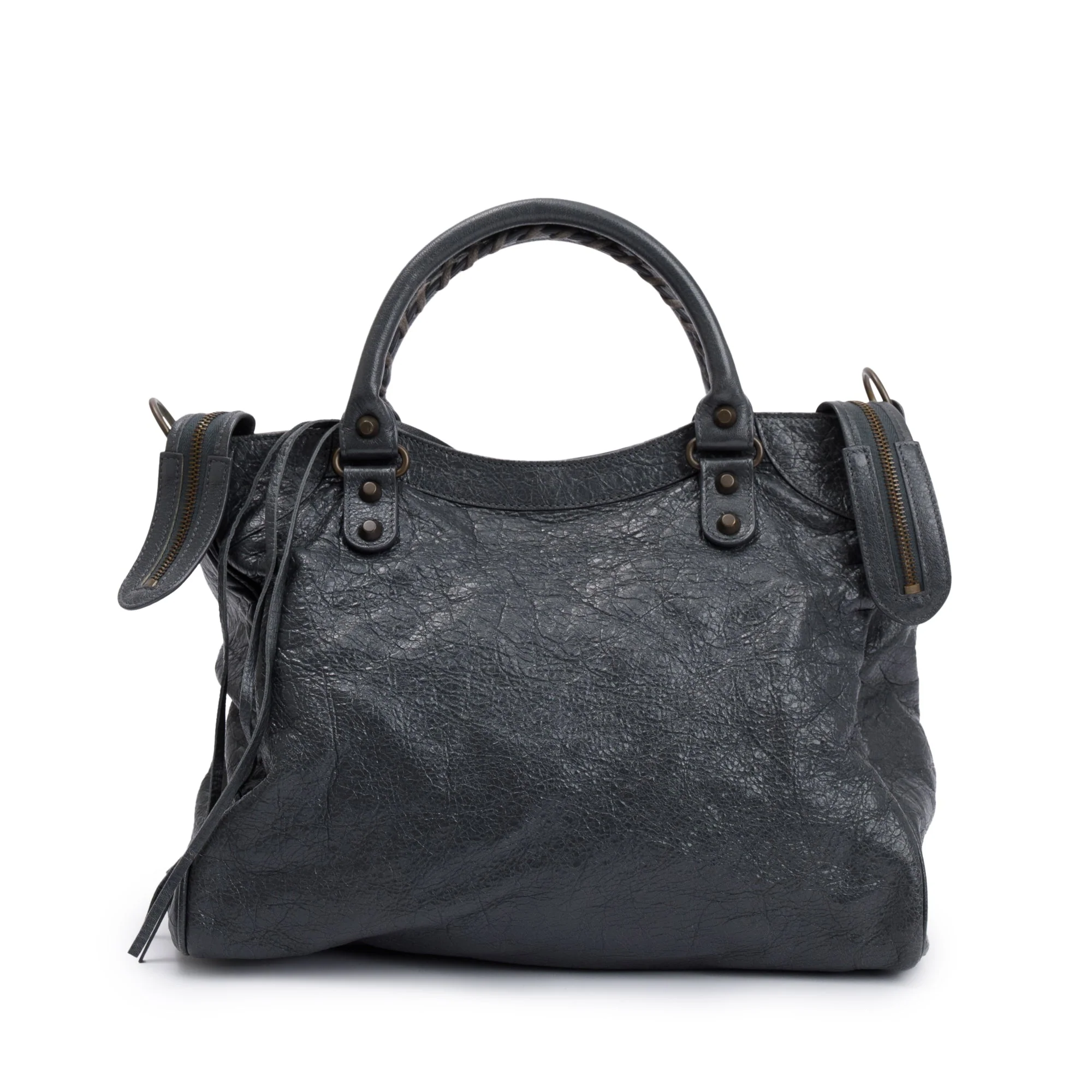 Balenciaga Grey Agneu Leather Motocross Classic City Velo Bag - Image 5