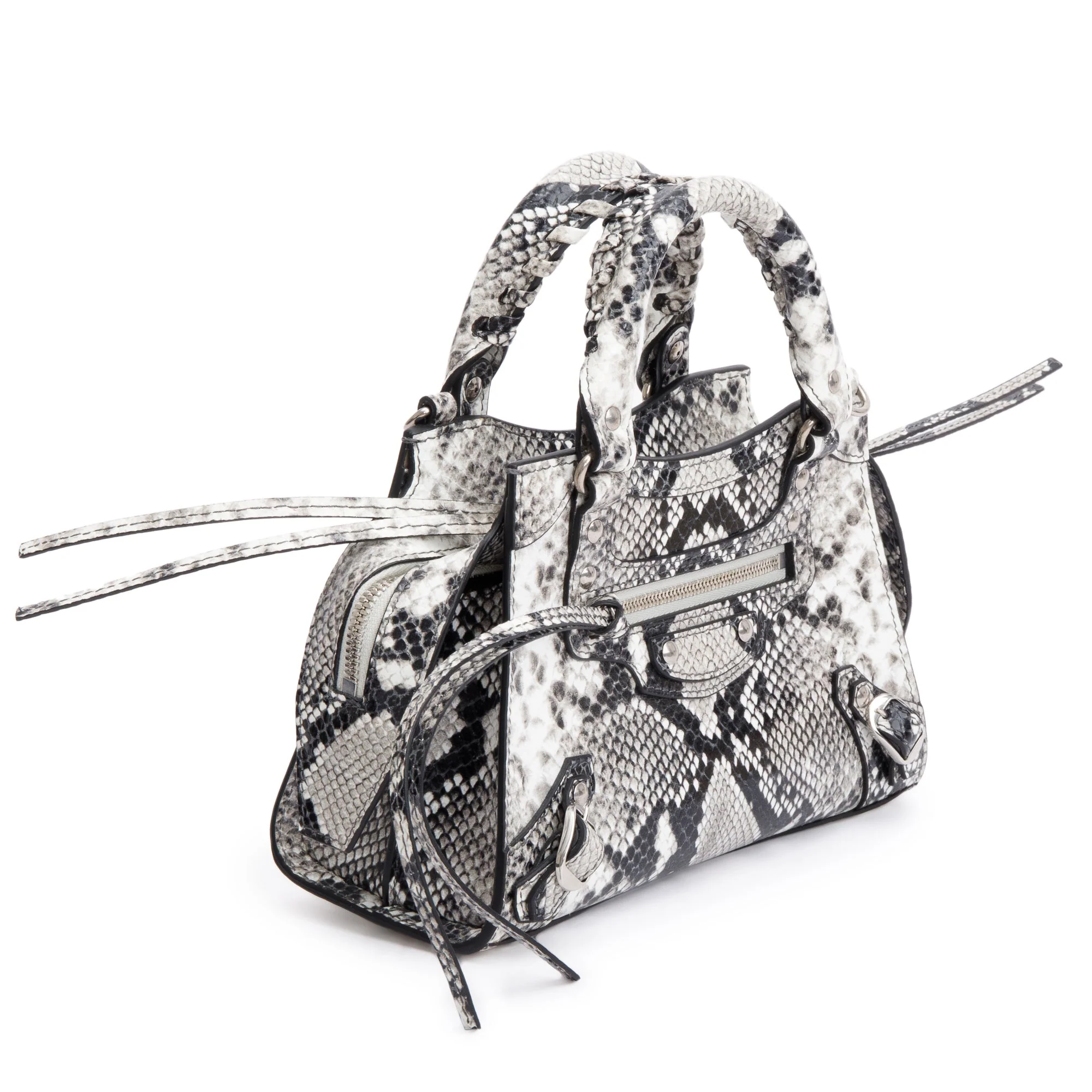 Balenciaga Grey Python Embossed Neo Classic Mini City Bag w/ Strap - Image 4