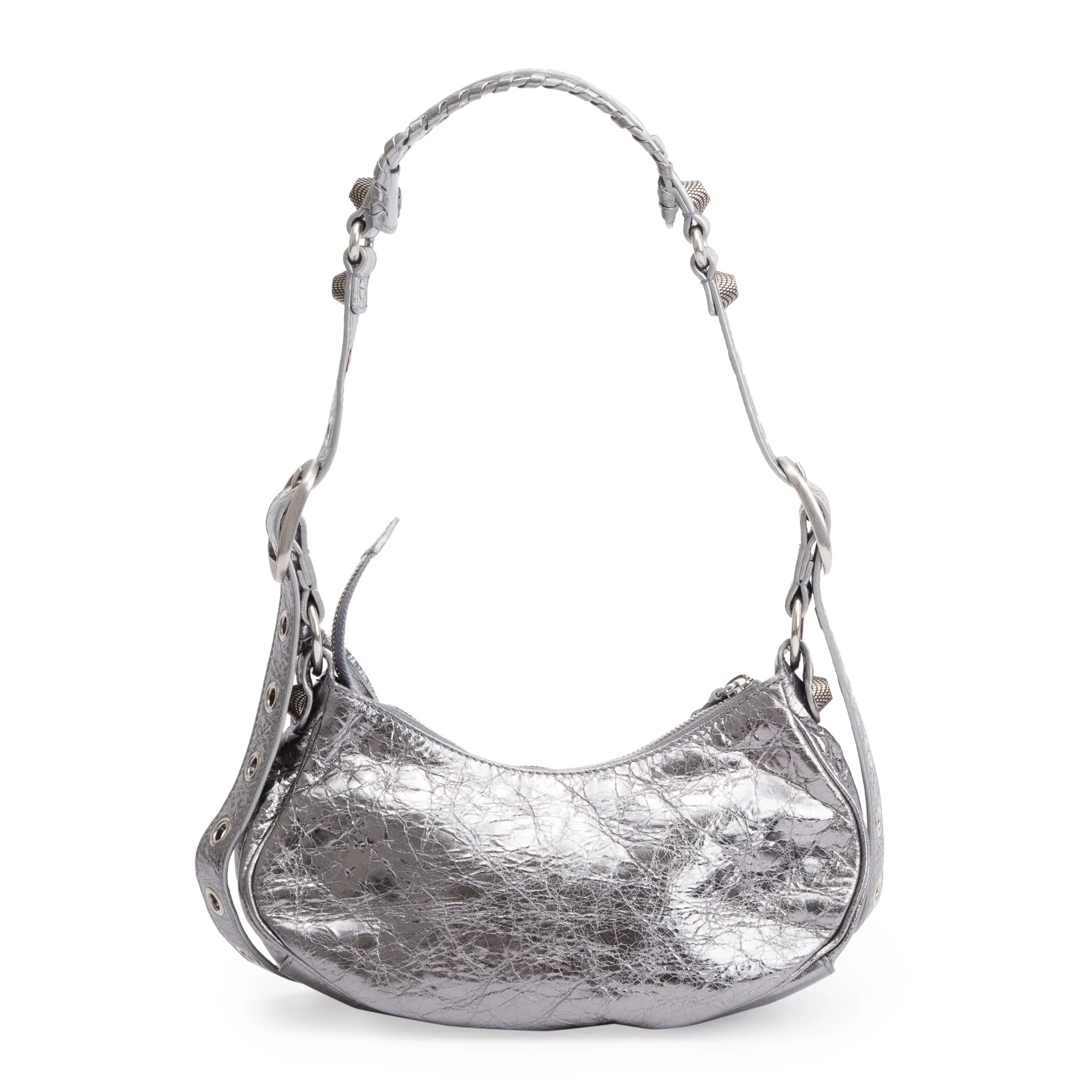 Balenciaga Metallic Silver Arena Calfskin Leather Le Cagole XS Shoulder Bag w/ Box - Image 4