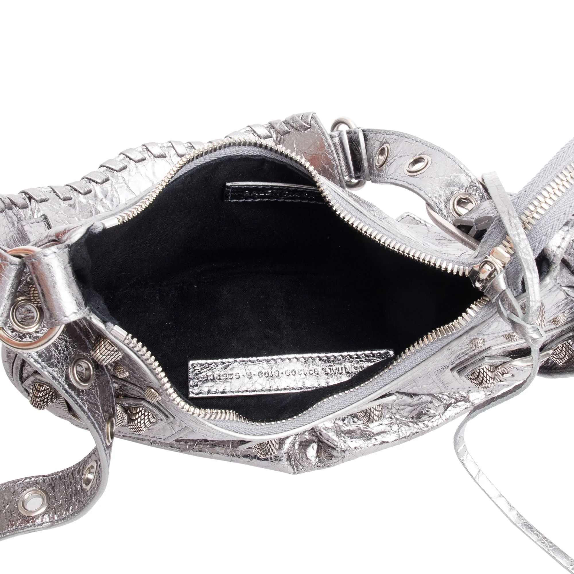 Balenciaga Metallic Silver Arena Calfskin Leather Le Cagole XS Shoulder Bag w/ Box - Image 6