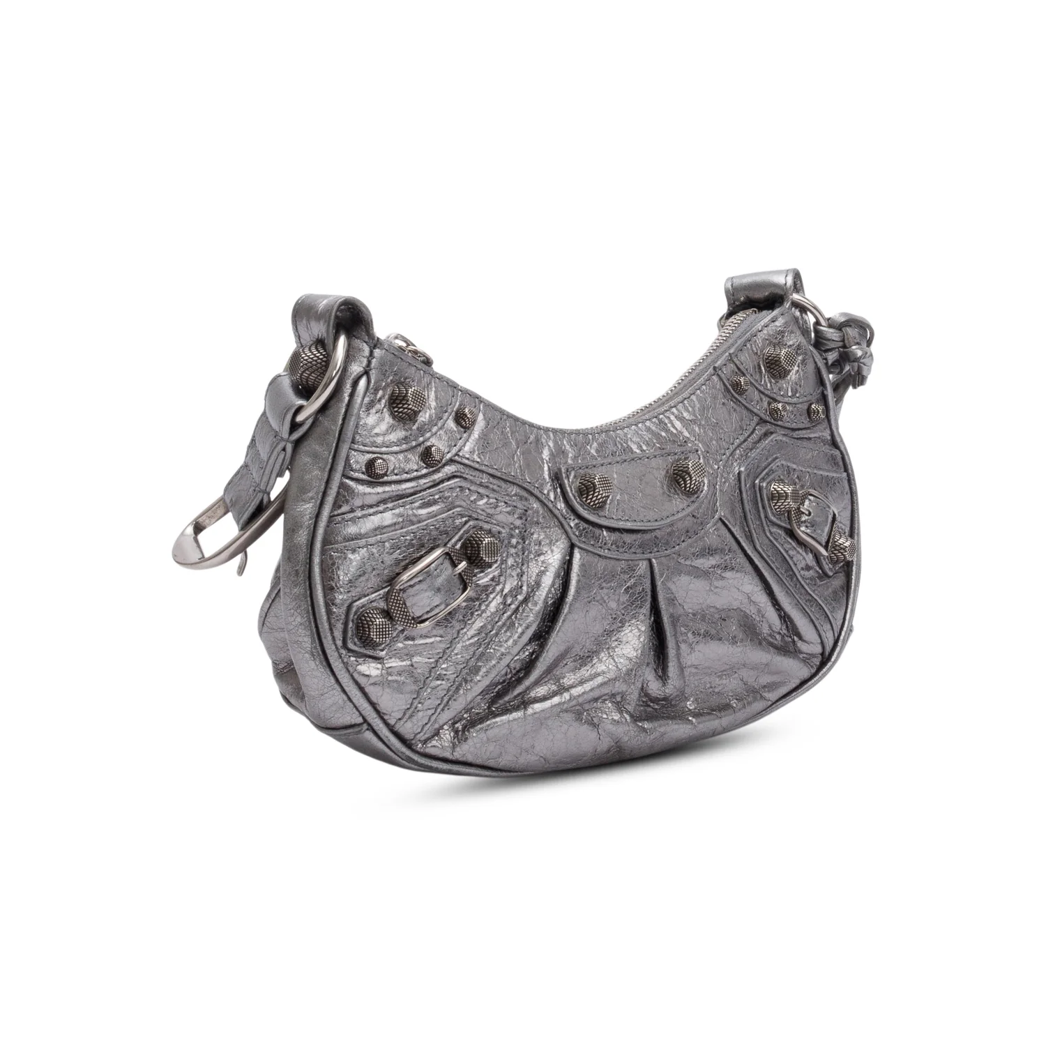 Balenciaga Metallic Silver Calfskin Le Cagole XS Shoulder Bag - Image 4