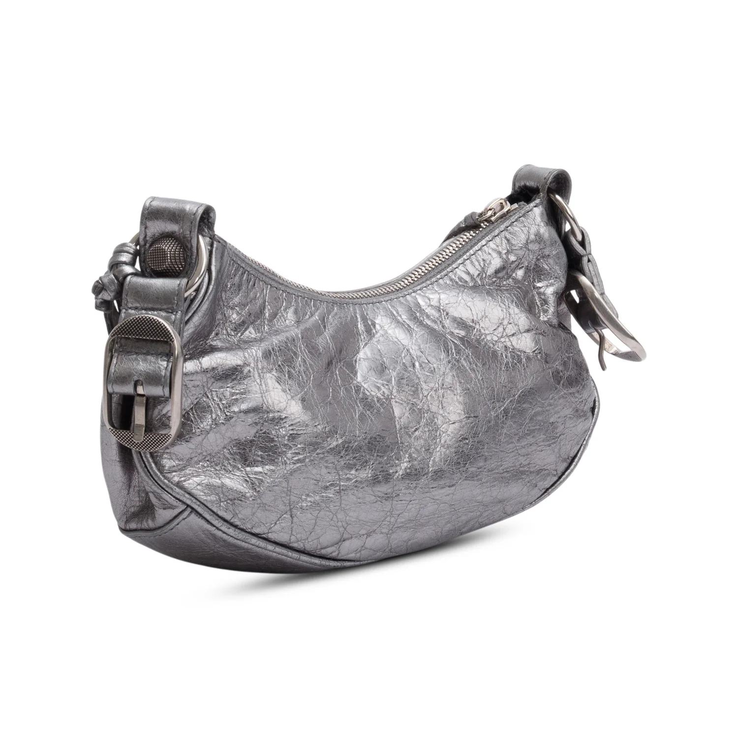 Balenciaga Metallic Silver Calfskin Le Cagole XS Shoulder Bag - Image 6