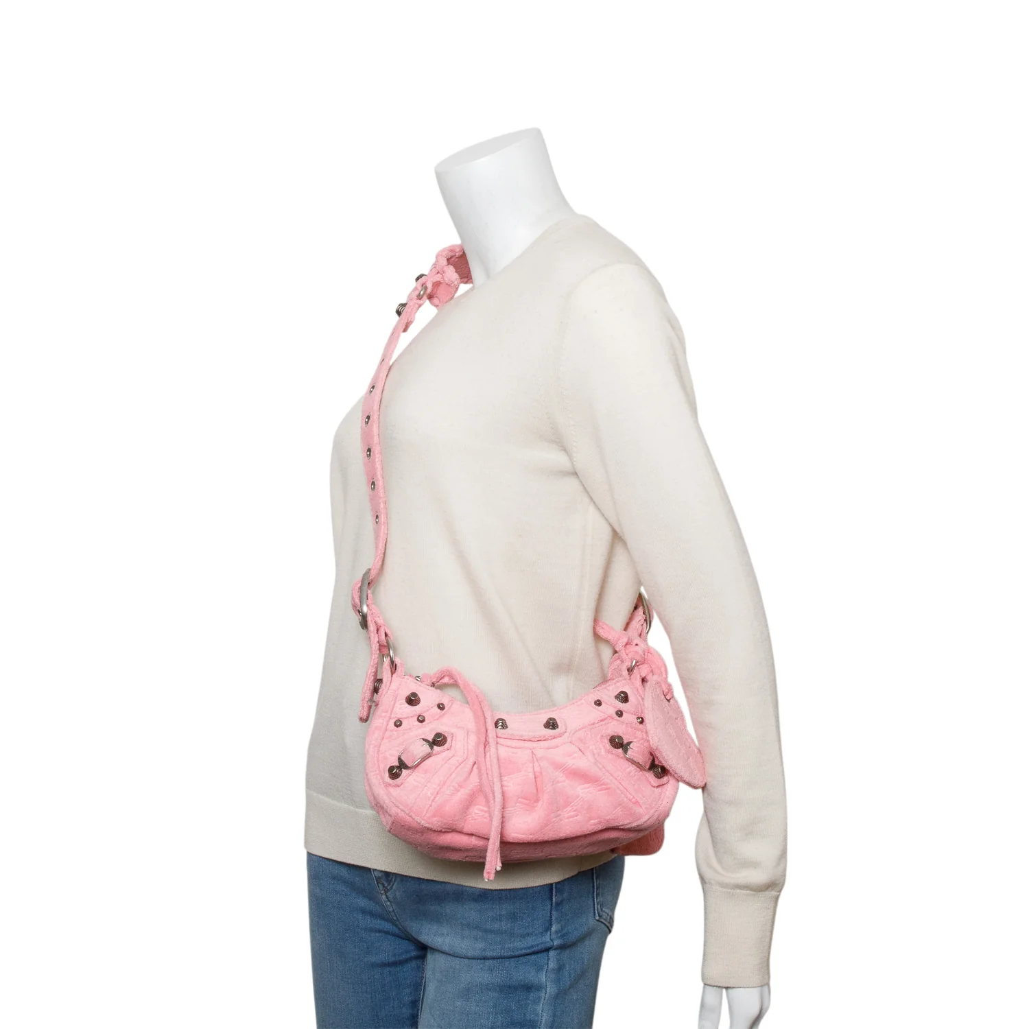 Balenciaga Pink BB Terry Cloth Le Cagole XS Shoulder Bag - Image 2