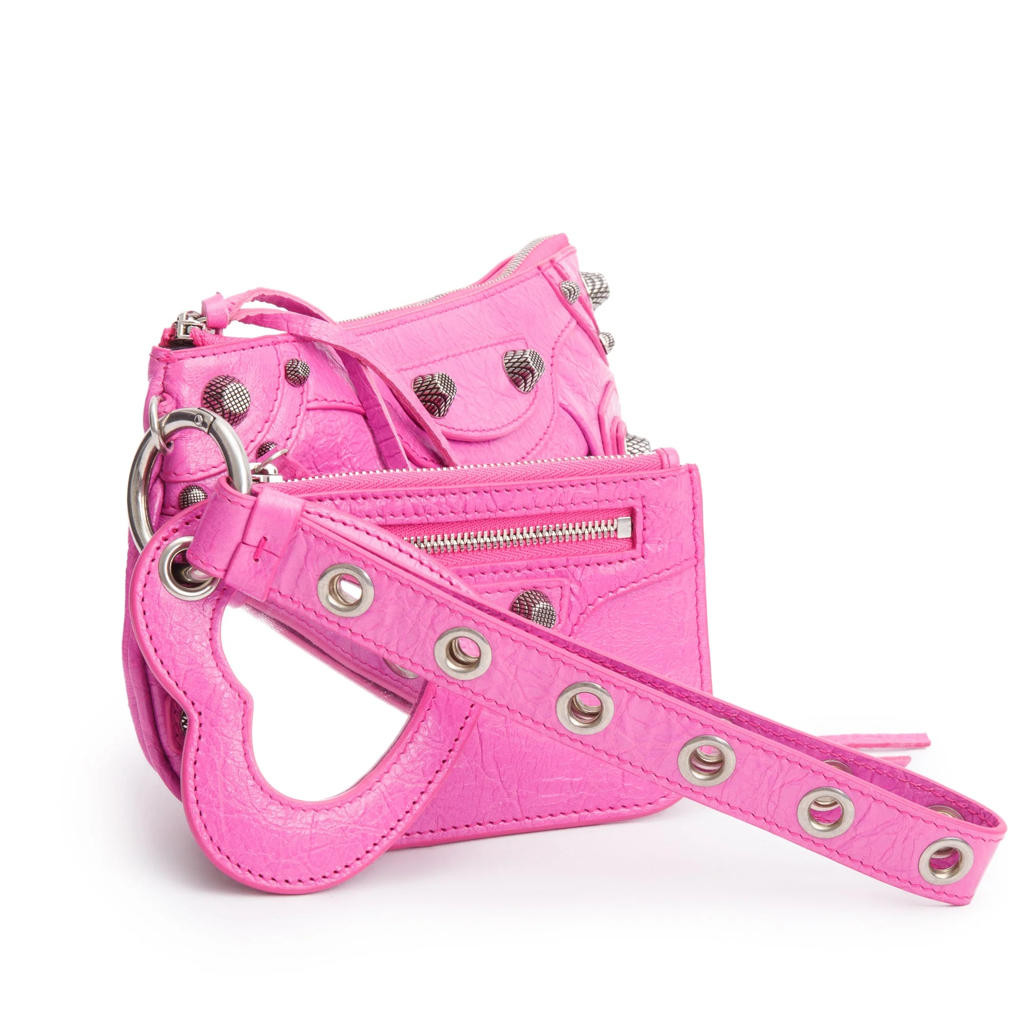 Balenciaga Pink Leather Mini Le Cagole Multi Pouch - Image 2