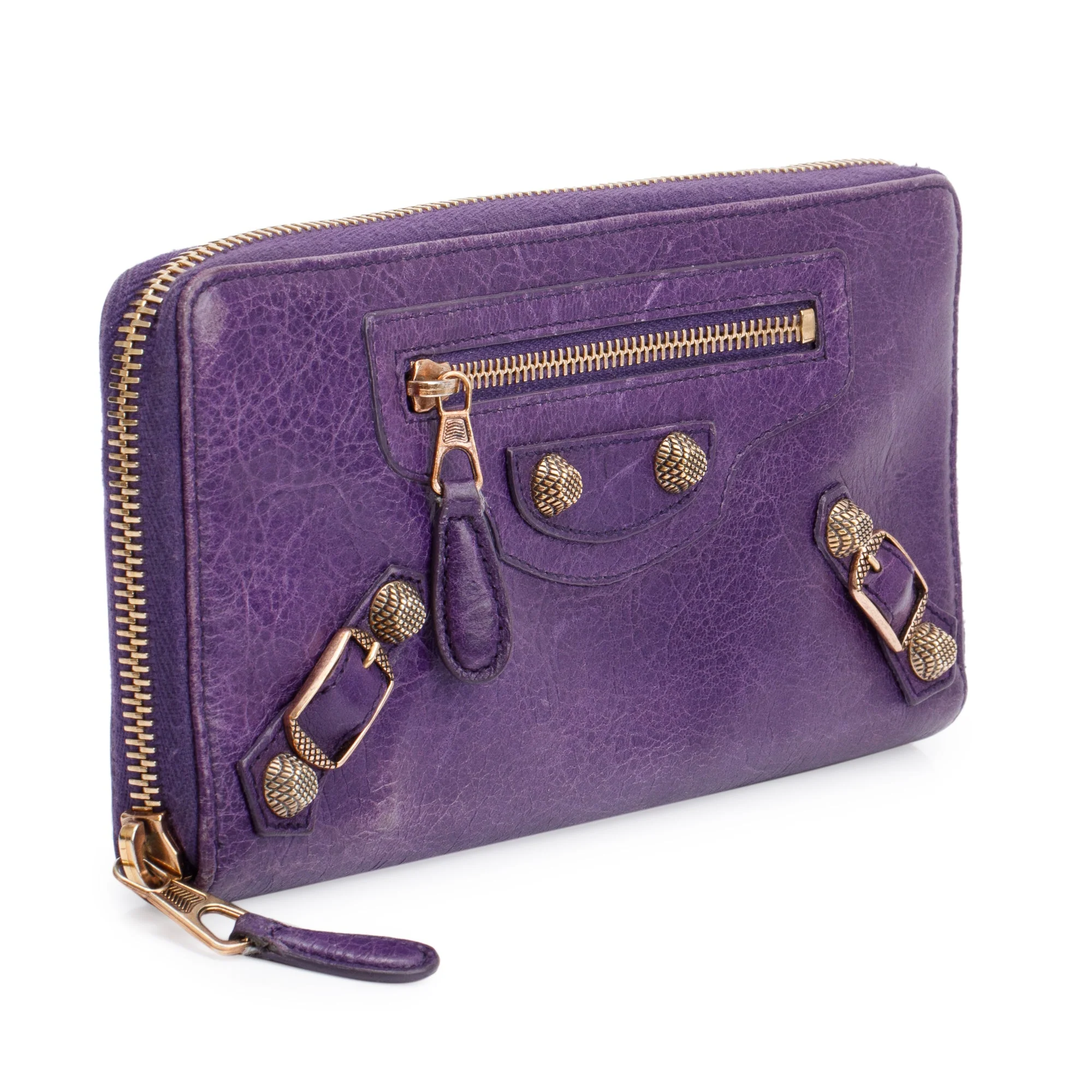 Balenciaga Purple Leather Continental Wallet - Image 2