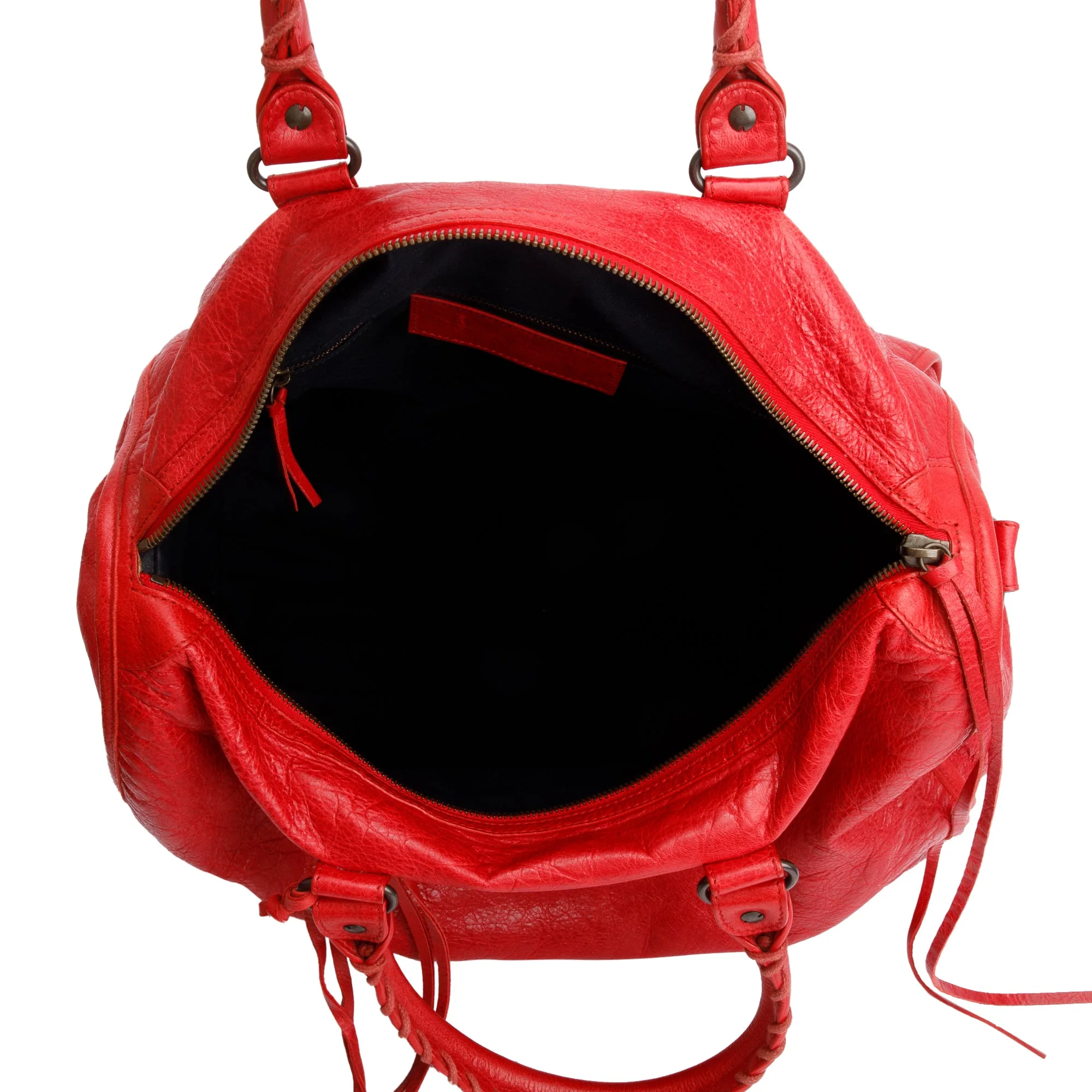 Balenciaga Red Agneau Leather Motocross Classic Kraft Bag - Image 7