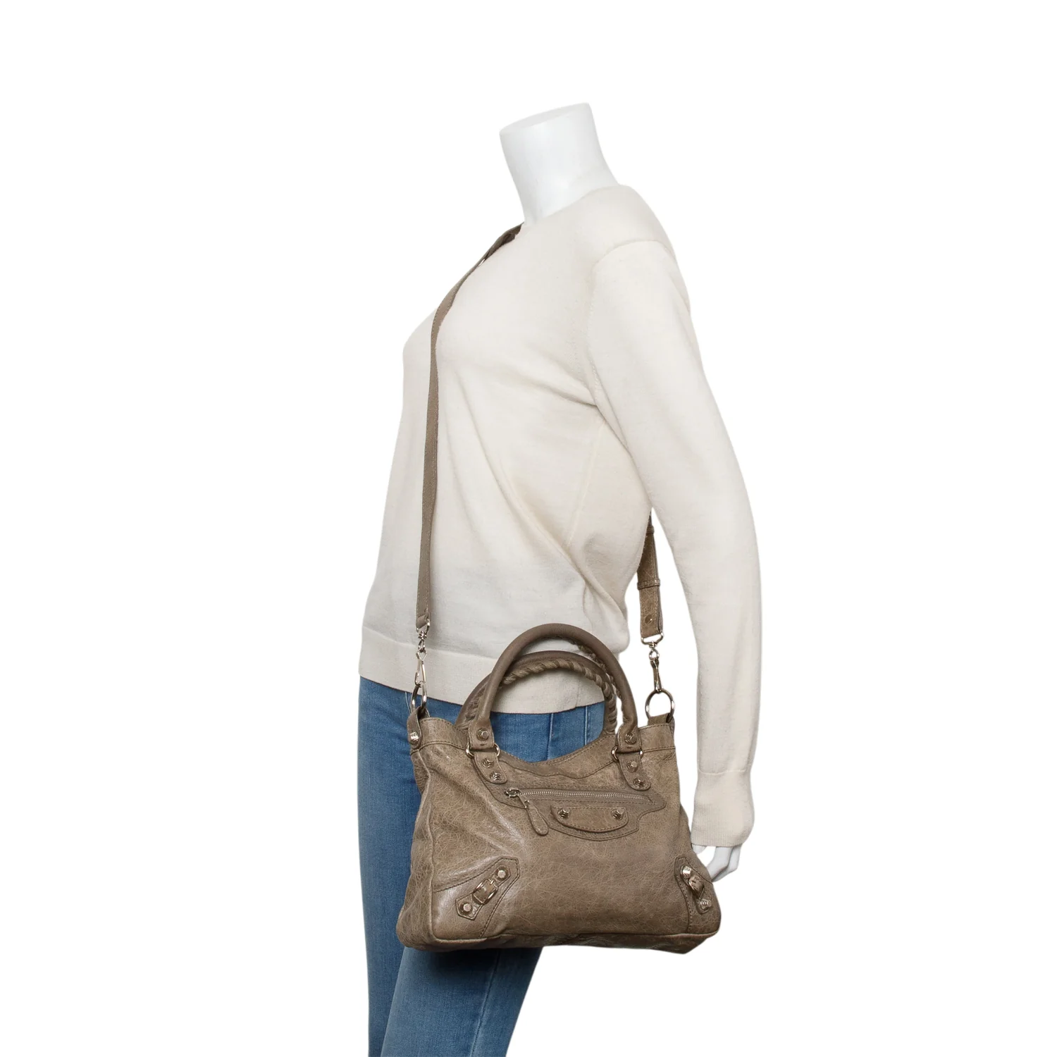 Balenciaga Taupe Motocross Agneau Leather Giant 12 City Bag w/ Strap - Image 2